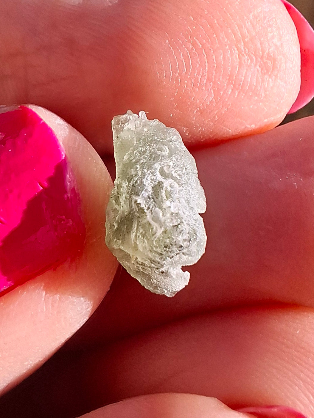 Moldavite Piece, SNOWFLAKE, FROSTED, BRUSNA, 0.50g, Tektite (Ref: 1498)