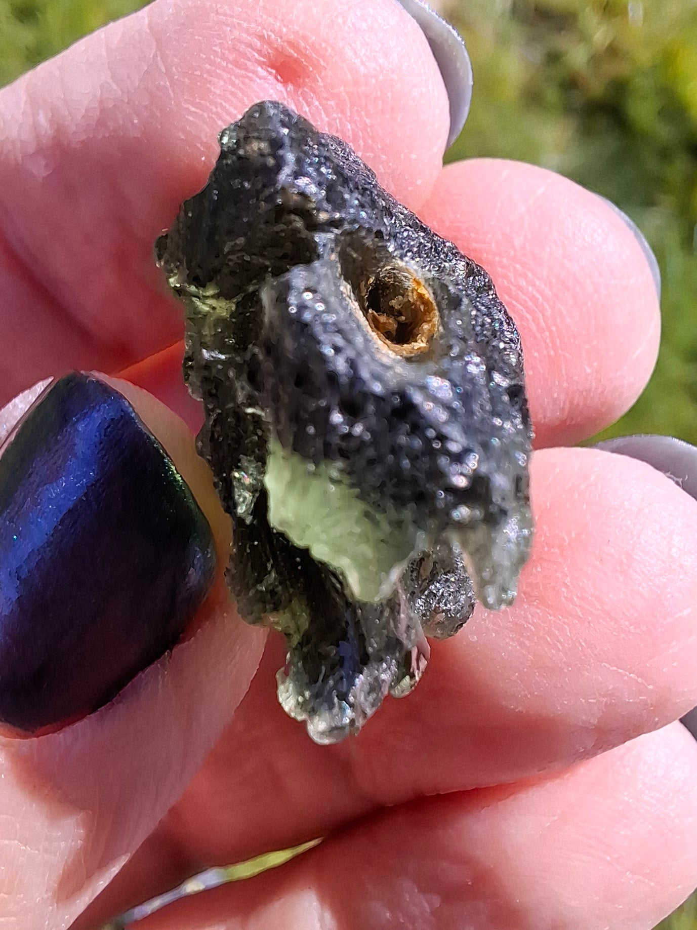 Moldavite Piece, NESMEN, 6.92g, Tektite (Ref: 1375)