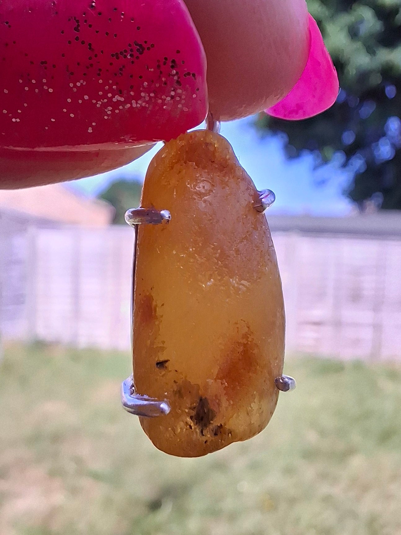 Baltic Amber Pendant, 925 Silver, Fossil (Ref: AP8)