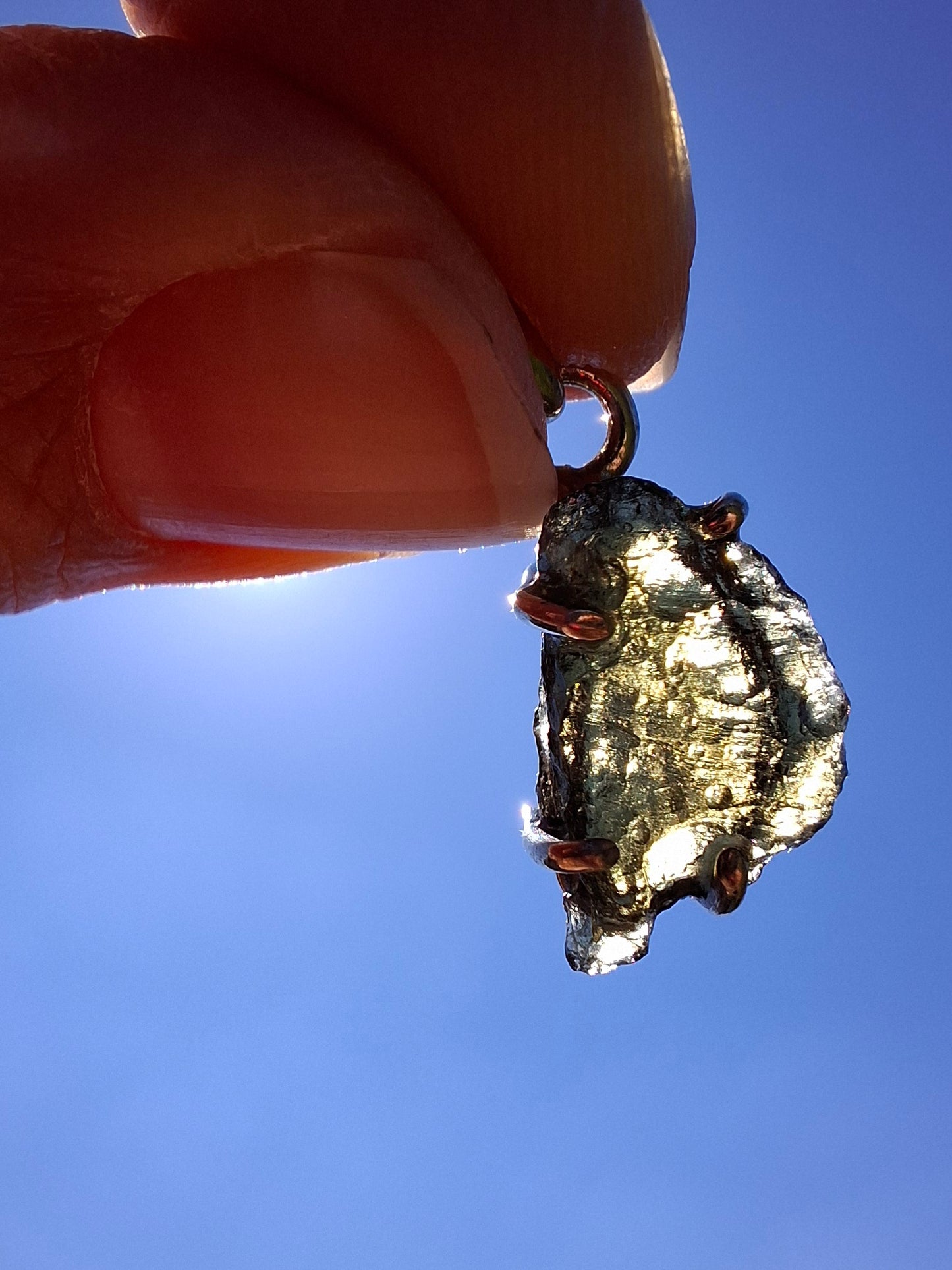 Moldavite Claw Pendant, 925 Silver, Tektite (Ref: P27)