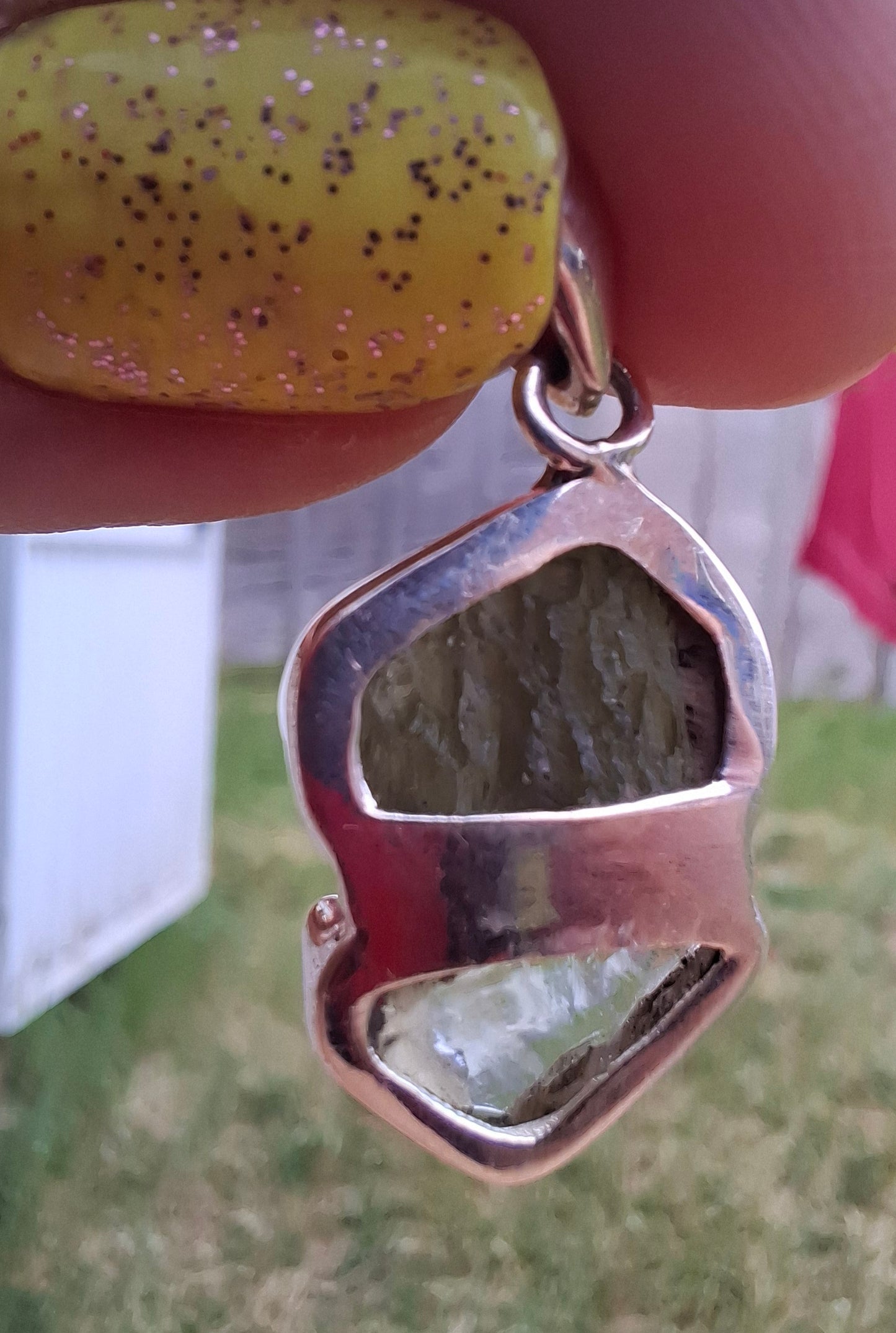 Moldavite & Libyan Desert Glass Pendant, 925 Silver, Tektite (Ref: MLP3)