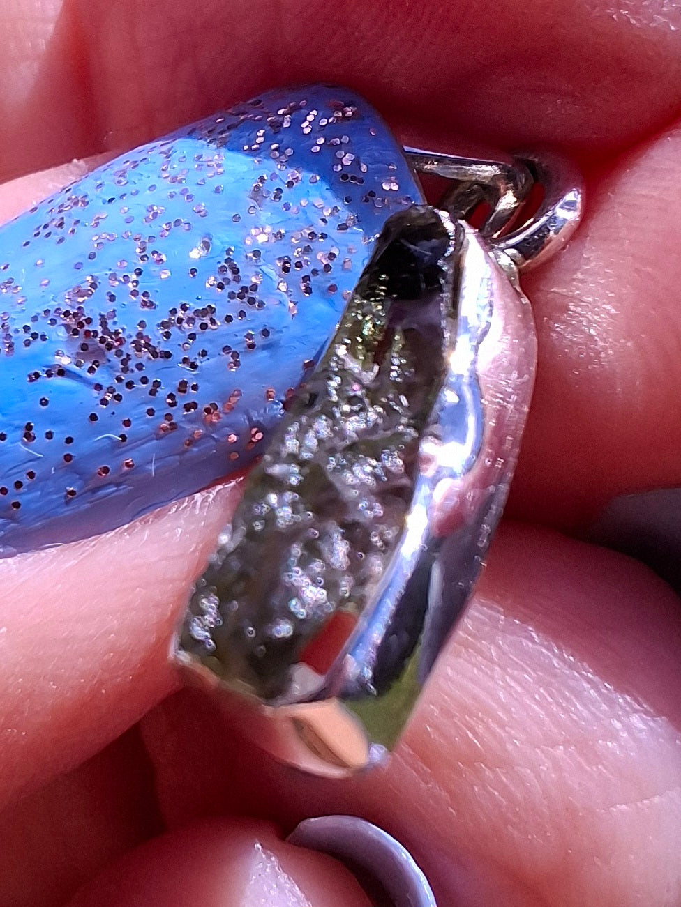 Moldavite Pendant, 925 Silver, Tektite (Ref: P77)