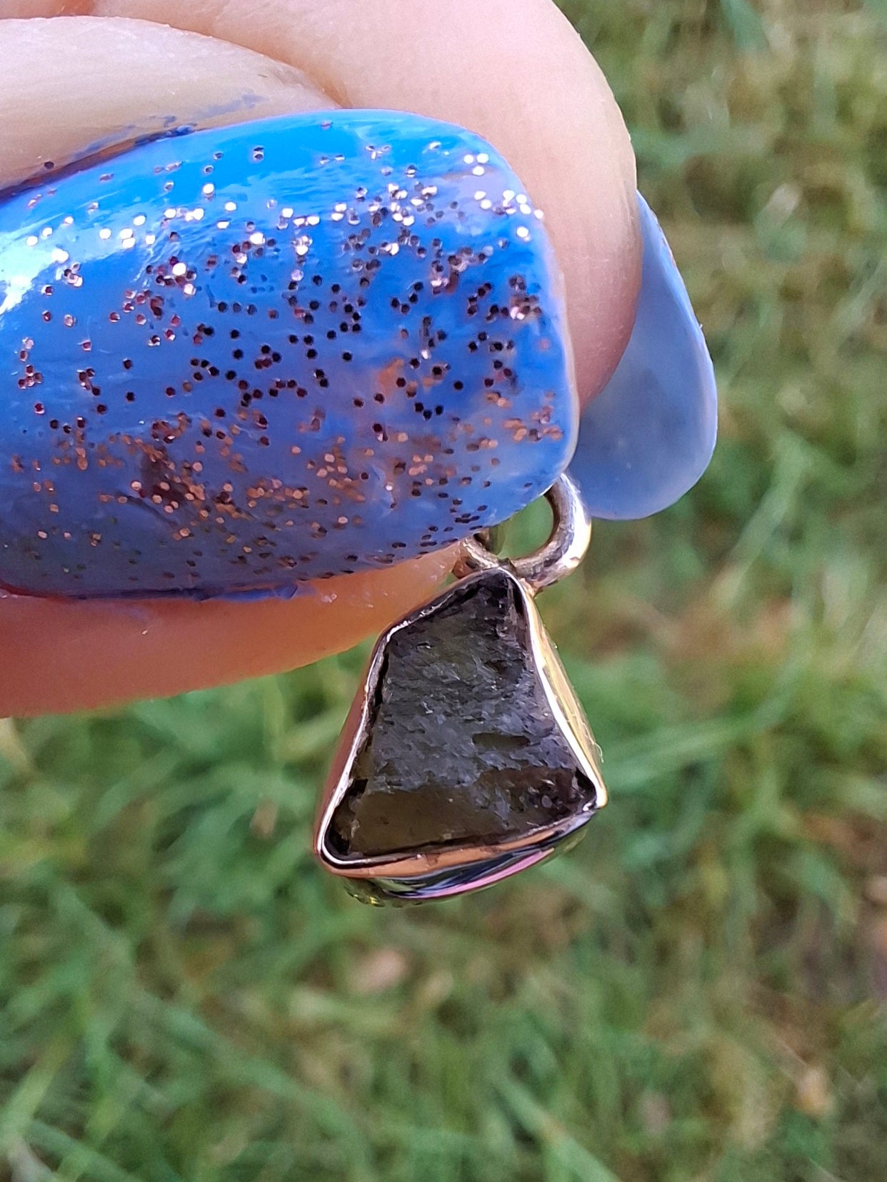 Moldavite Pendant, 925 Silver, Tektite (Ref: P34)