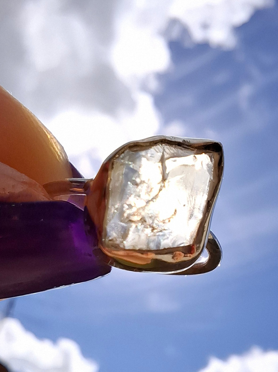 Libyan Desert Glass Ring, size L, 925 Silver, Tektite (Ref: LR18)