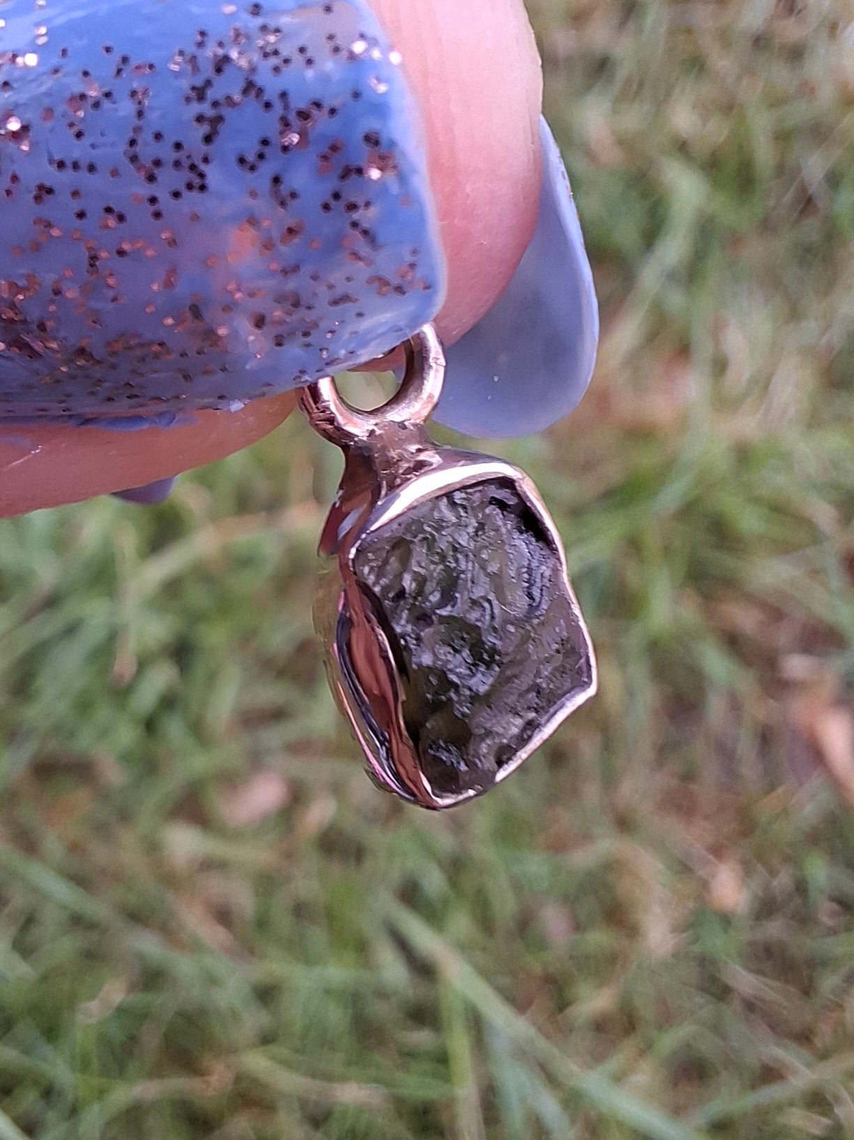 Moldavite Pendant, 925 Silver, Tektite (Ref: P61)