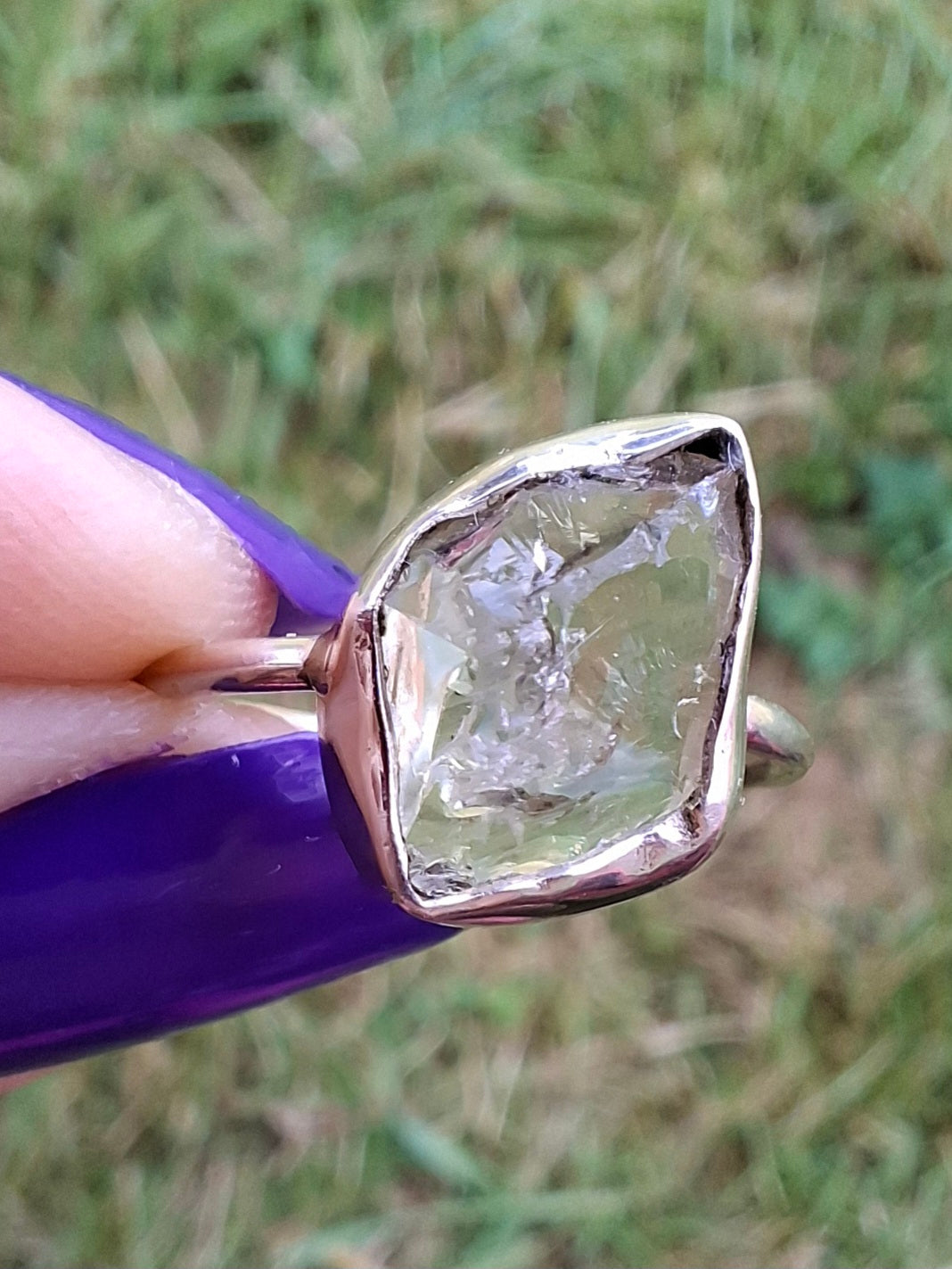 Libyan Desert Glass Ring, size L, 925 Silver, Tektite (Ref: LR18)