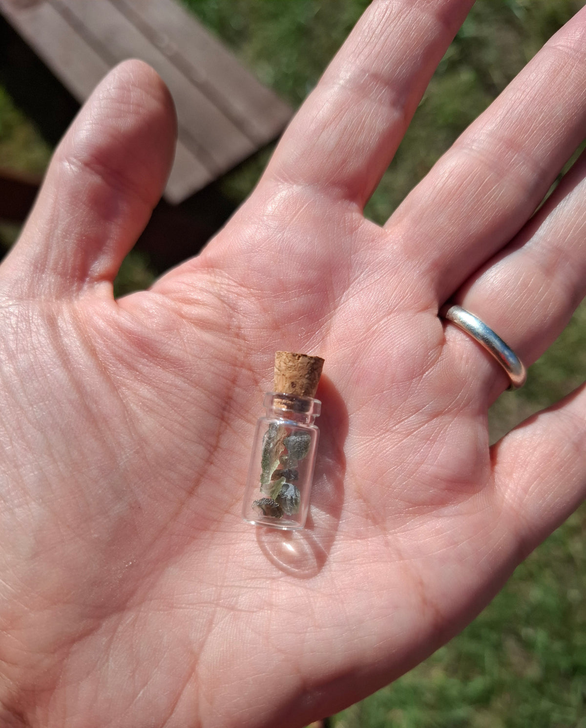 Moldavite chips (0.50g) in 1ml Bottle, Tektite (Ref: B20)