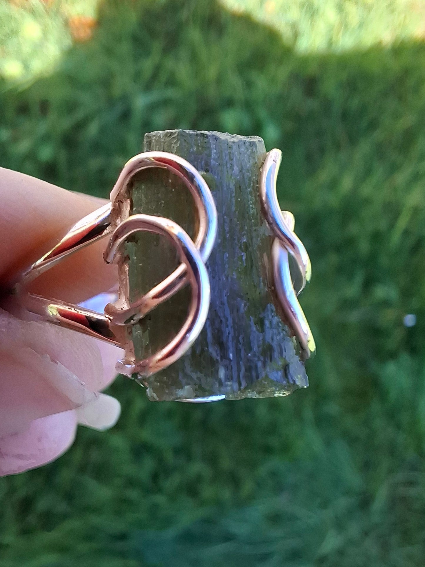 Moldavite Ring, size W, 925 Silver, Tektite (Ref: R15)