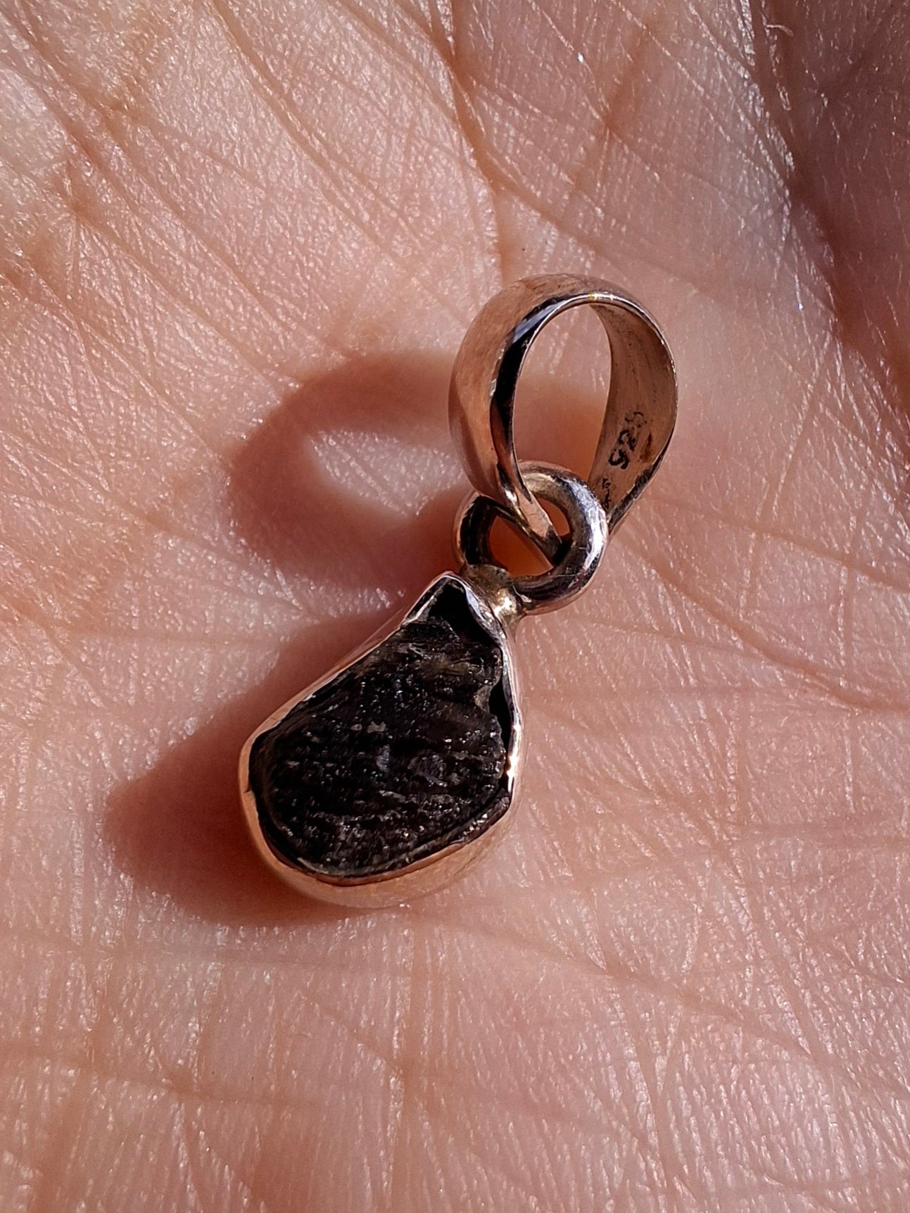 Moldavite Pendant, 925 Silver, Tektite (Ref: P35)