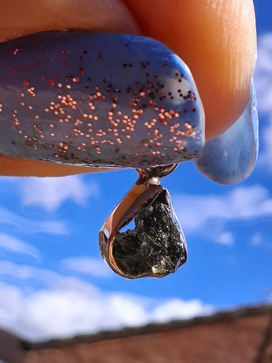 Moldavite Pendant, 925 Silver, Tektite (Ref: P85)
