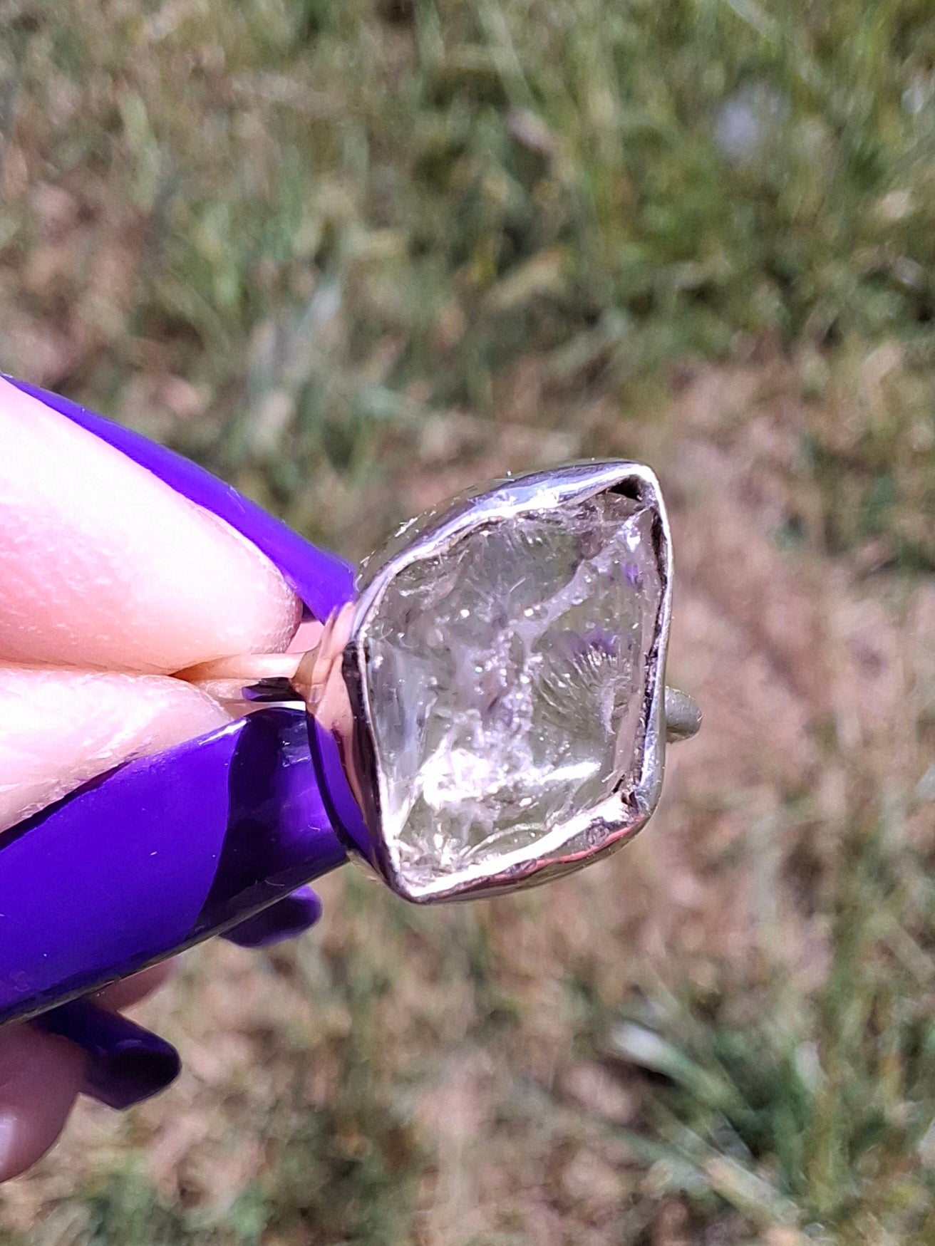 Libyan Desert Glass Ring, size L, 925 Silver, Tektite (Ref: LR18)