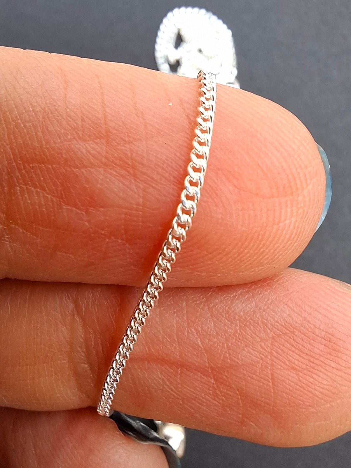 Curb Diamond cut, 1.2mm, 18 inch, 925 Silver CHAIN (Ref: chain-5)
