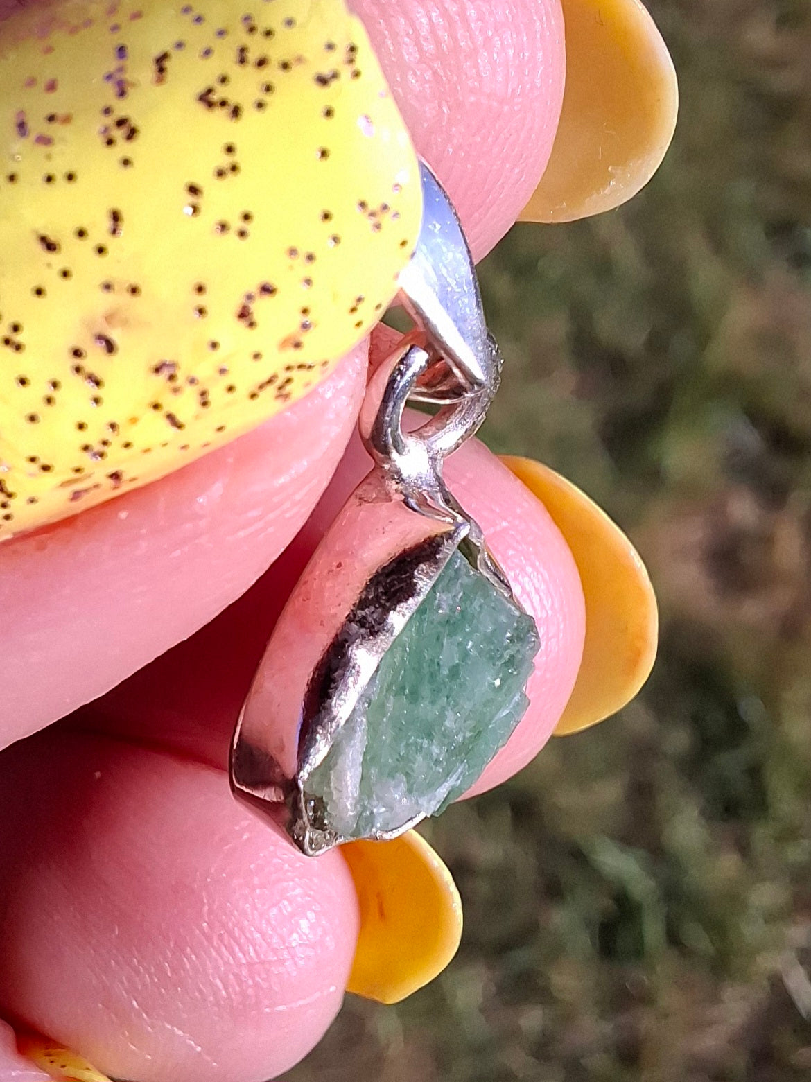 Green Tourmaline Pendant, 925 Silver, Crystal (Ref: GT7)