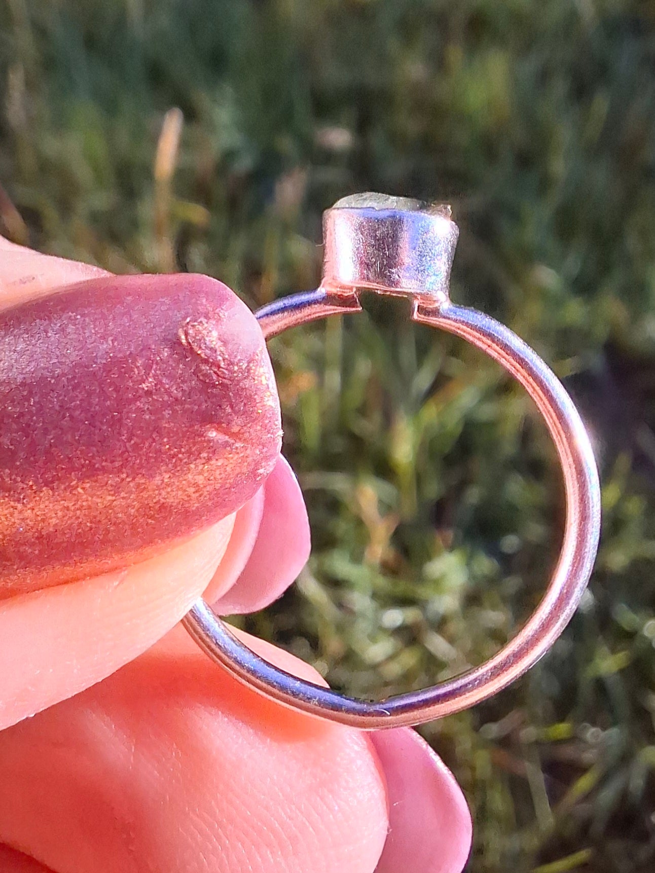 Moldavite Ring, size large M/small N, 925 Silver, Tektite (Ref: R40)
