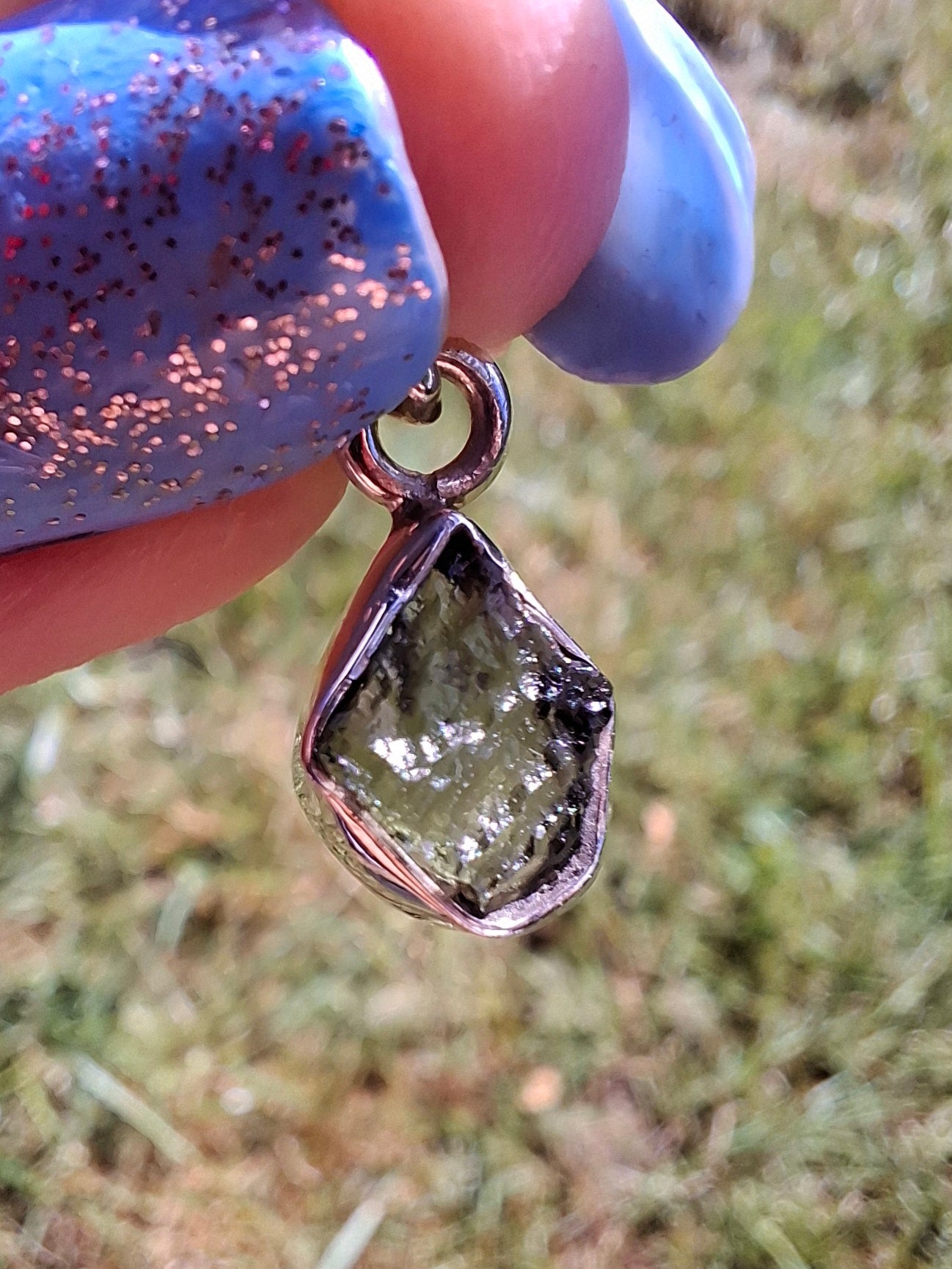 Moldavite Pendant, 925 Silver, Tektite (Ref: P88)