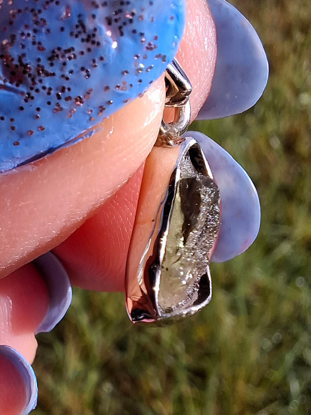 Moldavite Pendant, 925 Silver, Tektite (Ref: P46)