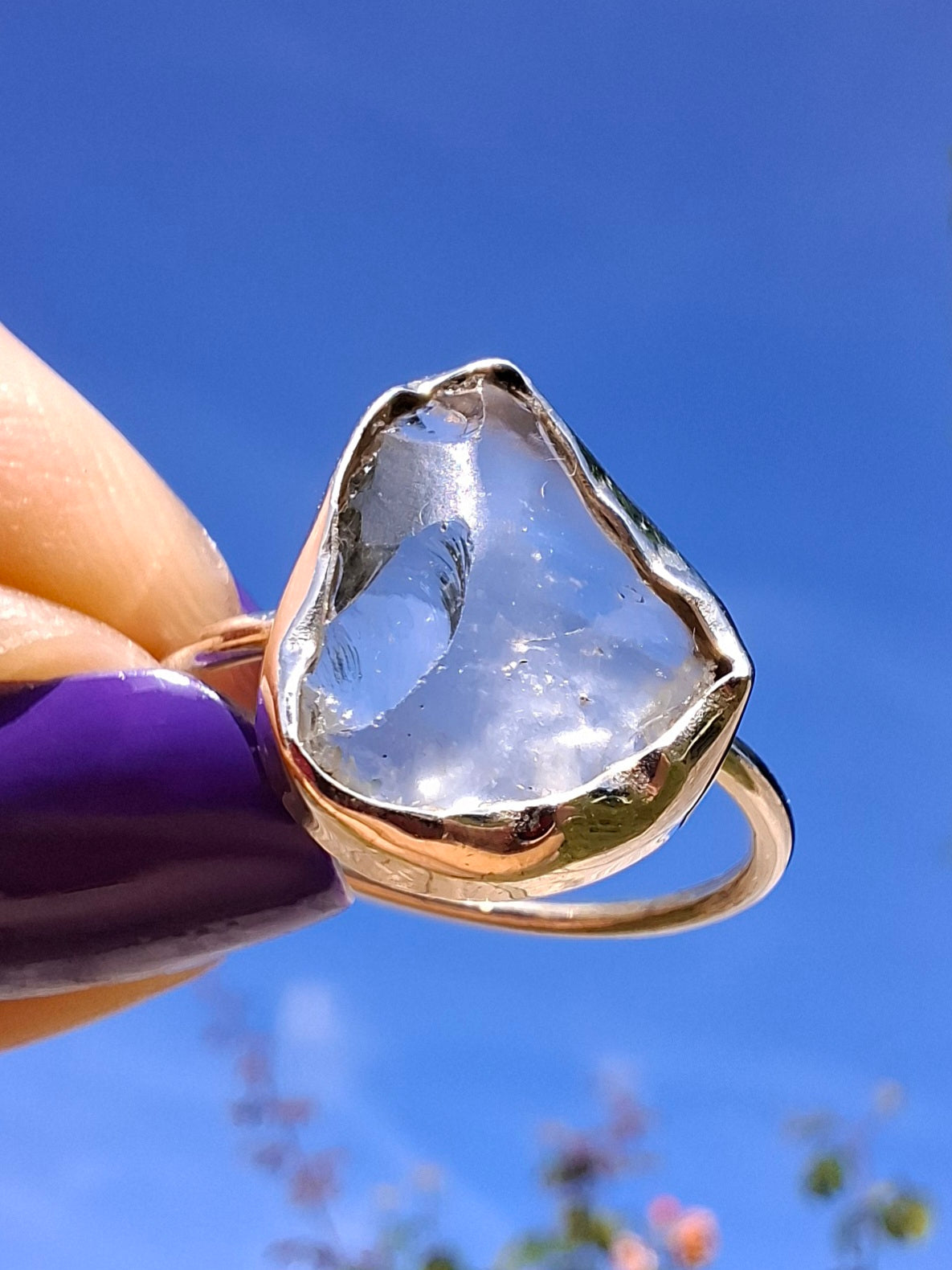 Libyan Desert Glass Ring, size small R, 925 Silver, Tektite (Ref: LR40)