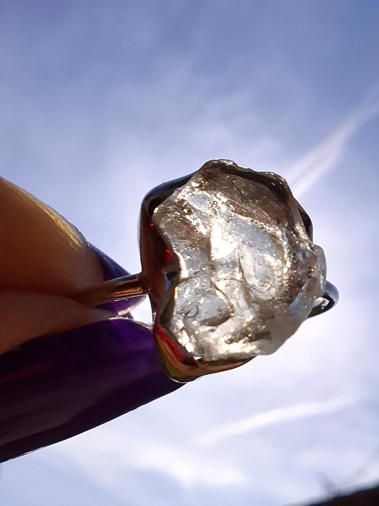 Libyan Desert Glass Ring, size large R/small S, 925 Silver, Tektite (Ref: LR43)