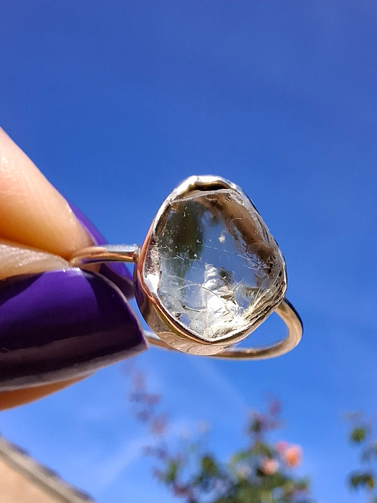 Libyan Desert Glass Ring, size large R/small S, 925 Silver, Tektite (Ref: LR42)