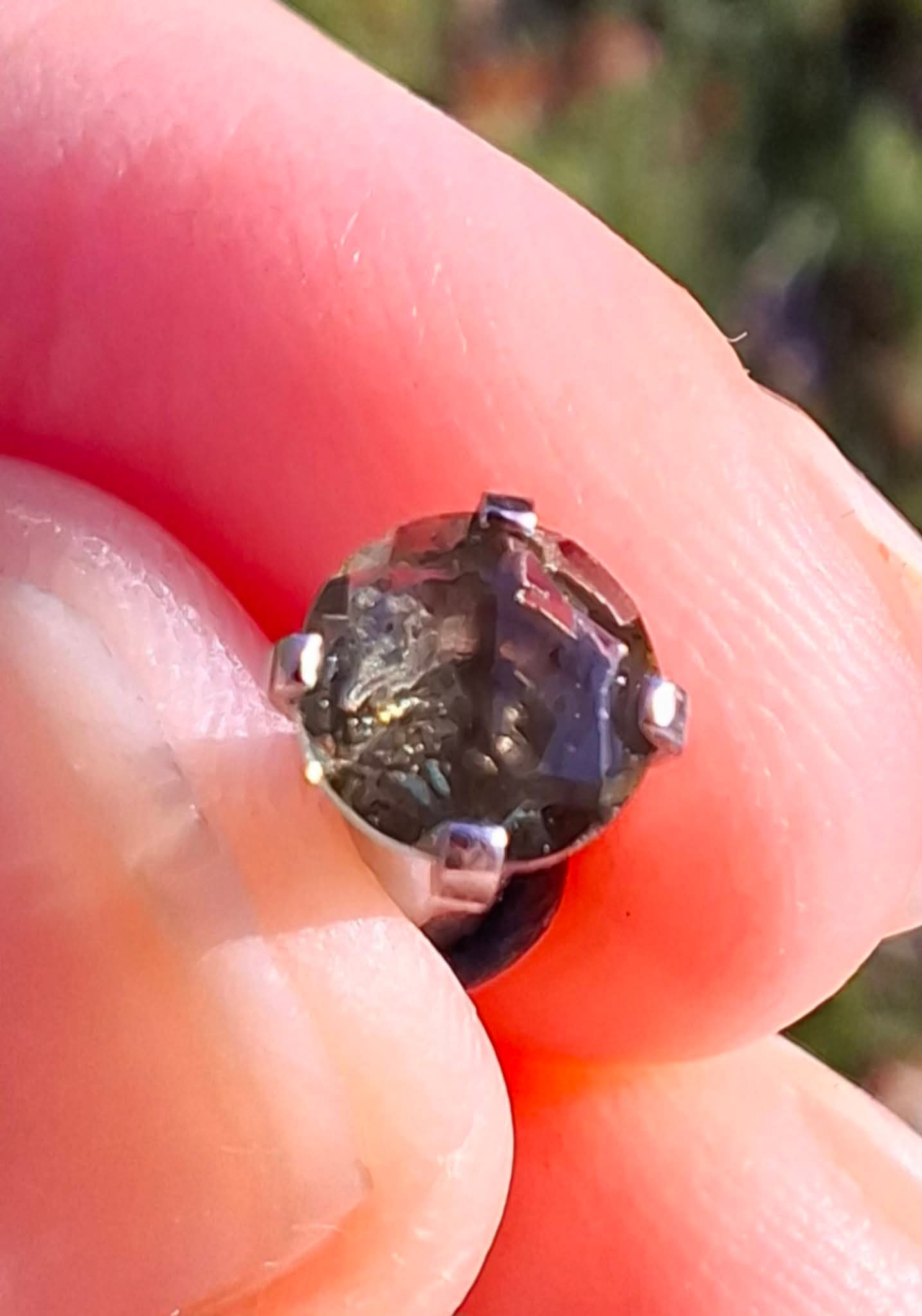 Moldavite (faceted) PLUGS, 5mm, 4G, Surgical Steel, Tektite (Ref: Plug1)