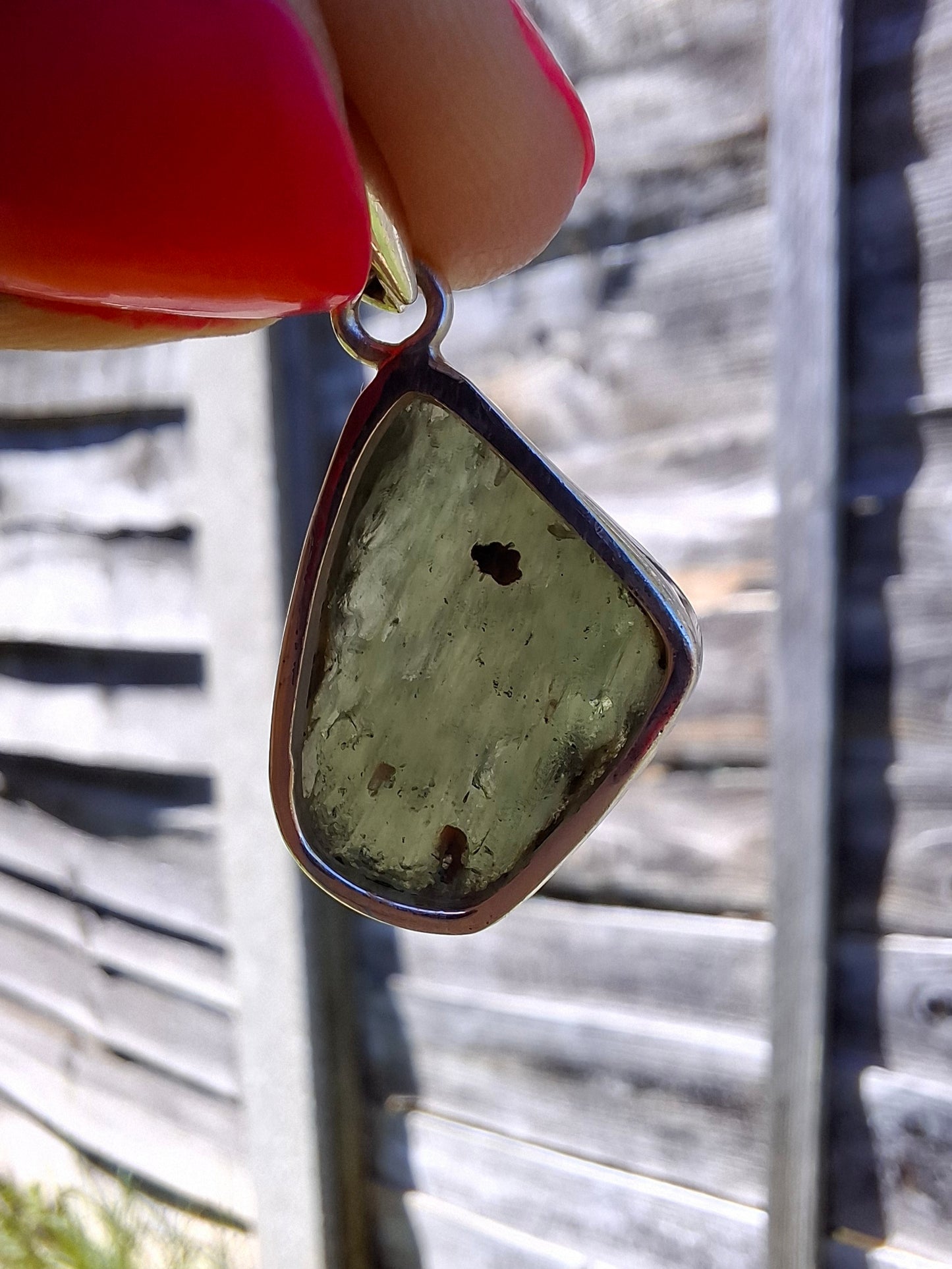 Moldavite Pendant, 925 Silver, Tektite (Ref: P429)