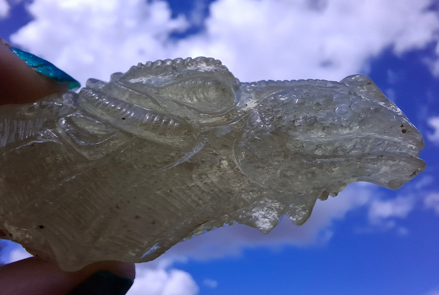 Libyan Desert Glass DRAGON HEAD carving, 48.11g, Tektite (Ref: Dragon4)