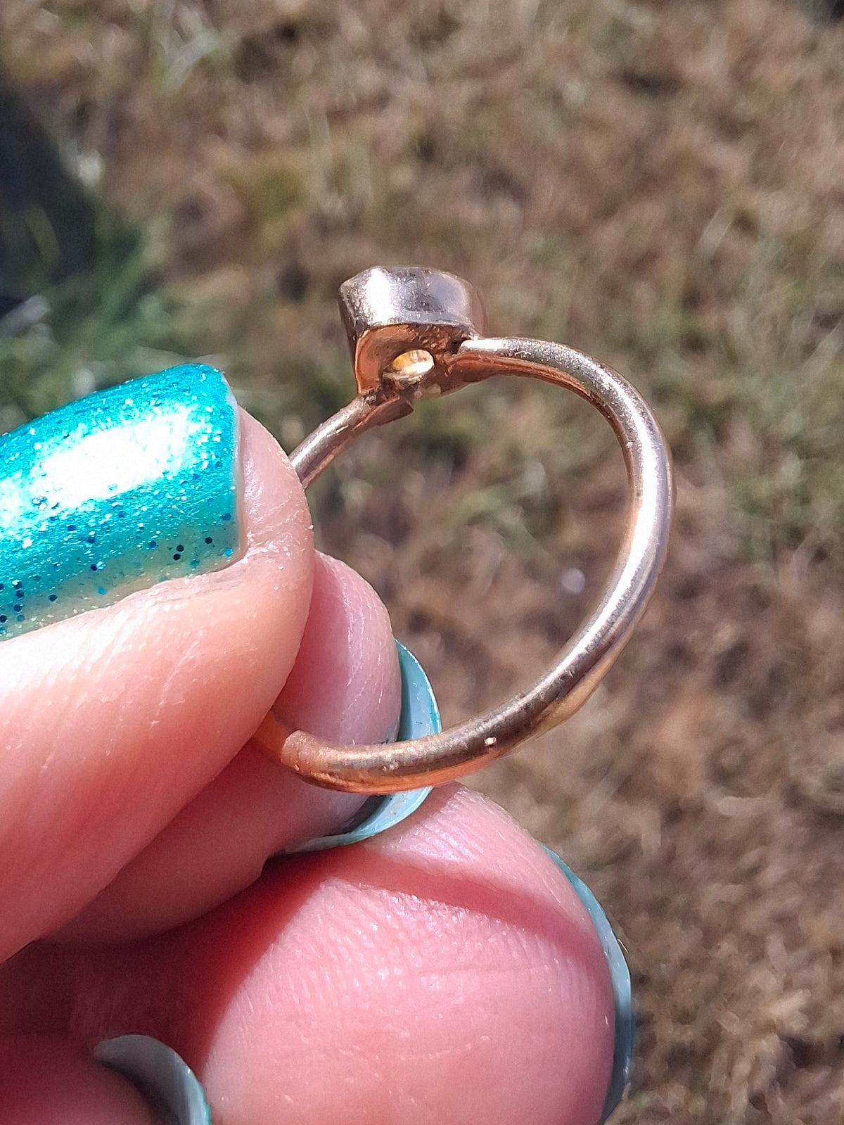 Moldavite Ring, 14K GOLD Plated, size large G / small H, Tektite (Ref: R334)