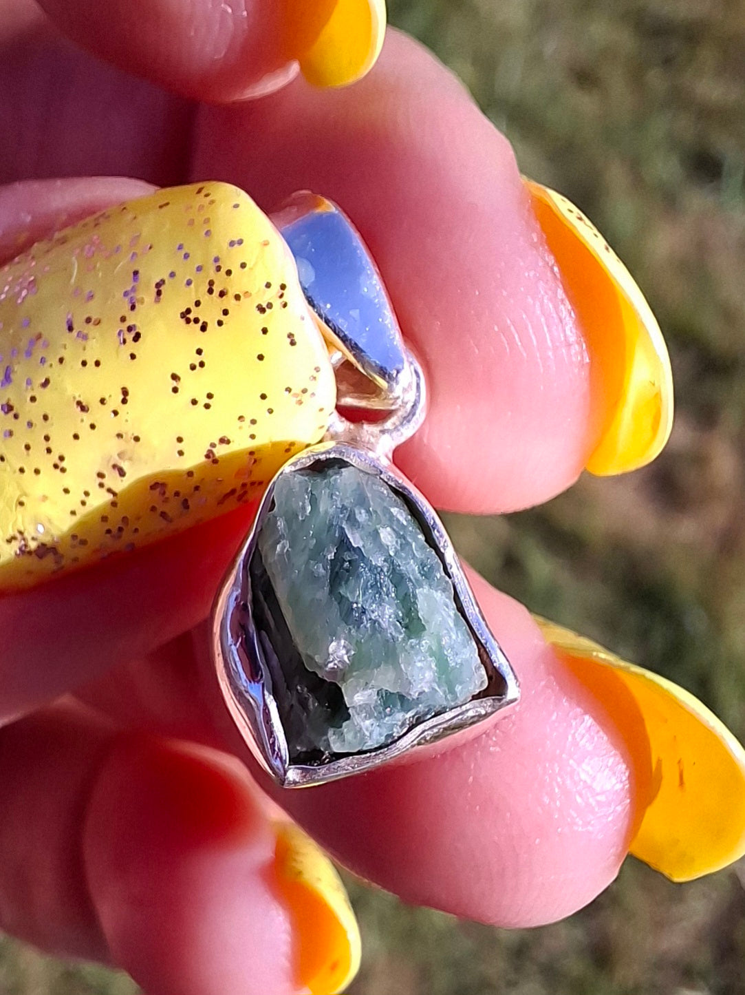 Green Tourmaline Pendant, 925 Silver, Crystal (Ref: GT9)