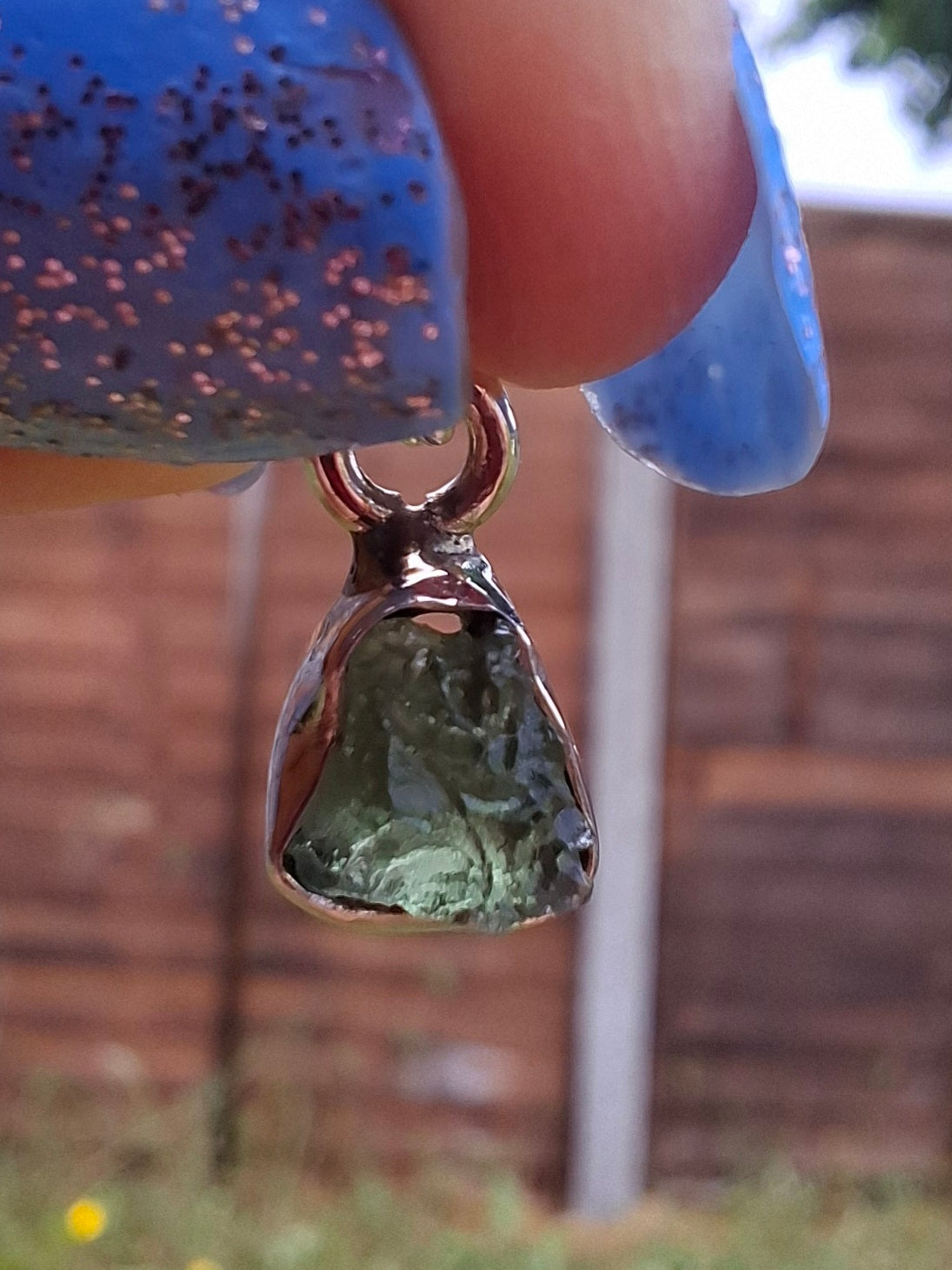 Moldavite Pendant, 925 Silver, Tektite (Ref: P66)