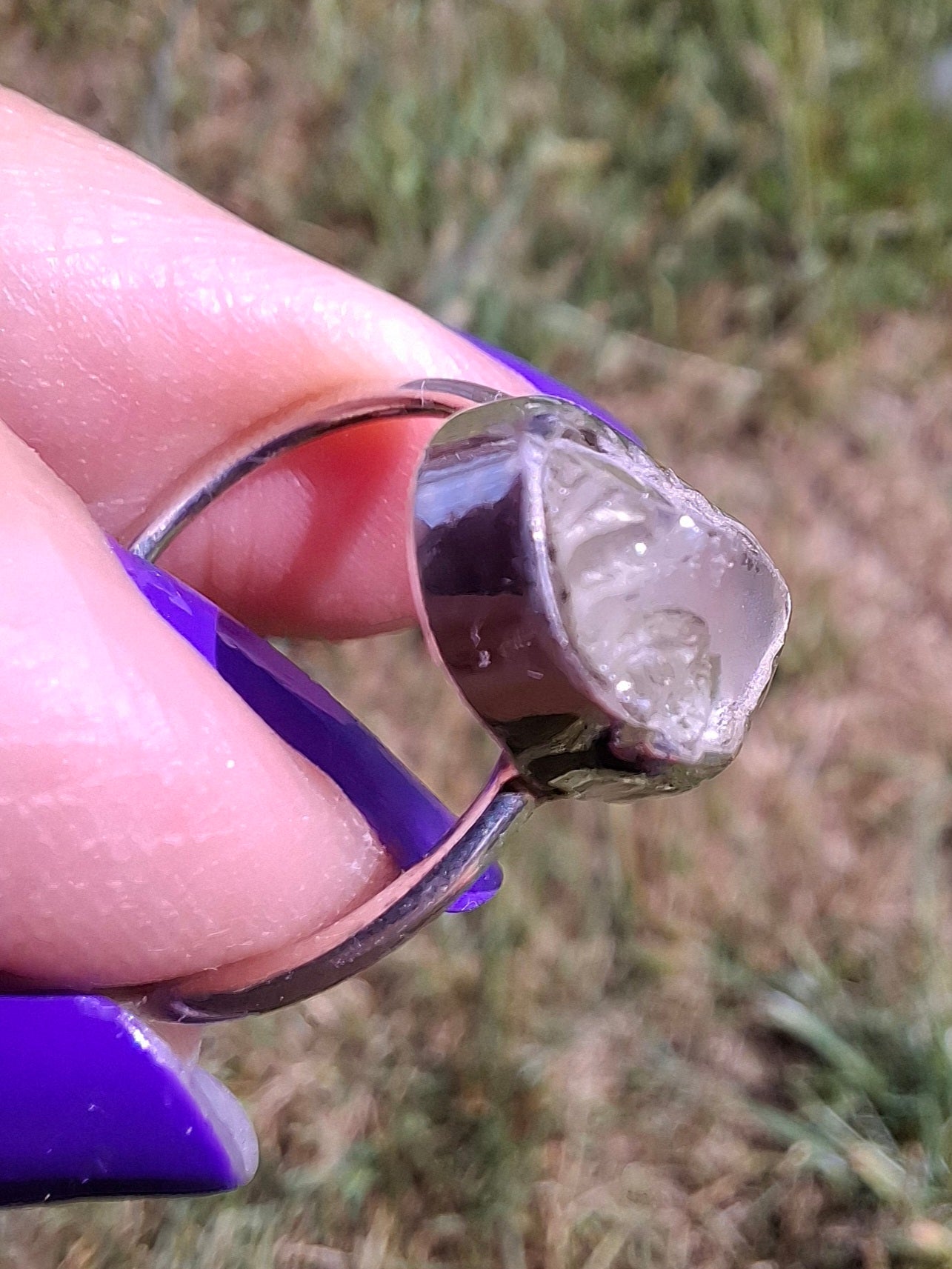 Libyan Desert Glass Ring, size large P, 925 Silver, Tektite (Ref: LR34)