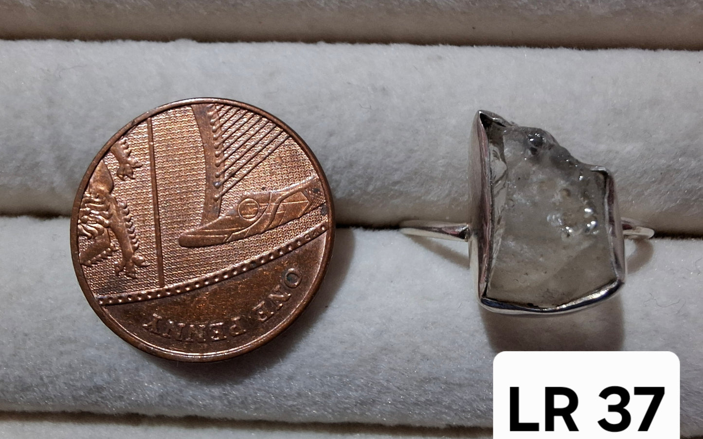 Libyan Desert Glass Ring, size large O, 925 Silver, Tektite (Ref: LR37)