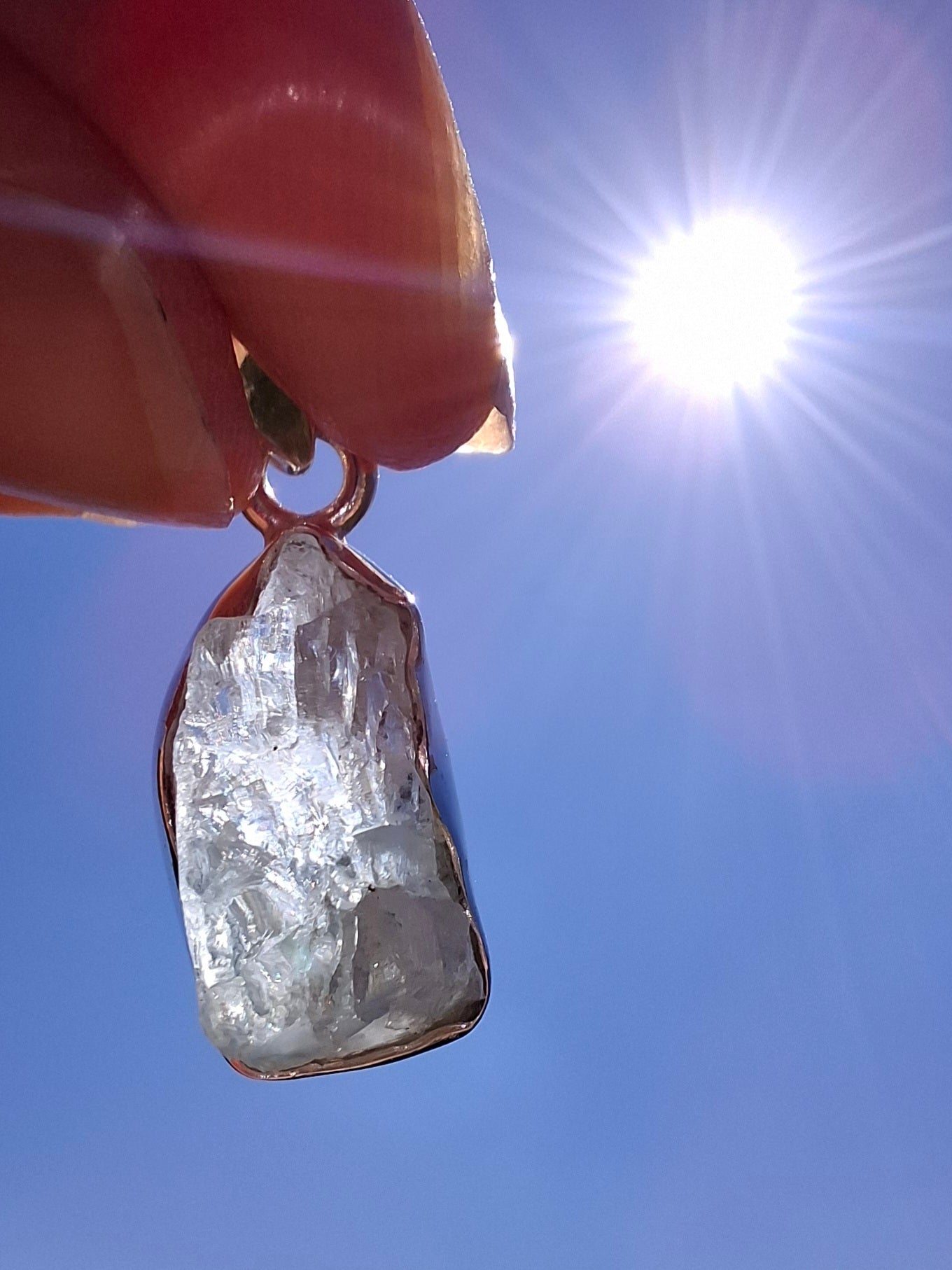 Aquamarine Pendant, 925 Silver, Crystal 🌈 (Ref: AQ4)