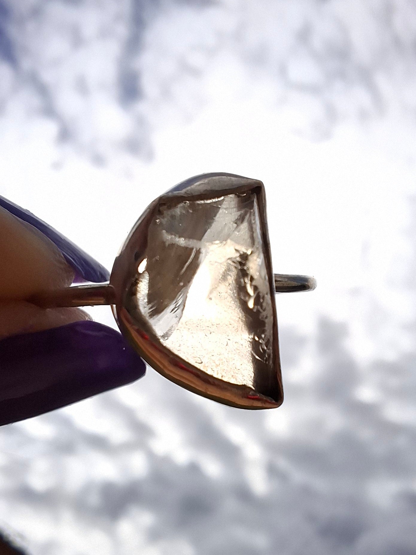 Libyan Desert Glass Ring, size W, 925 Silver, Tektite (Ref: LR61)