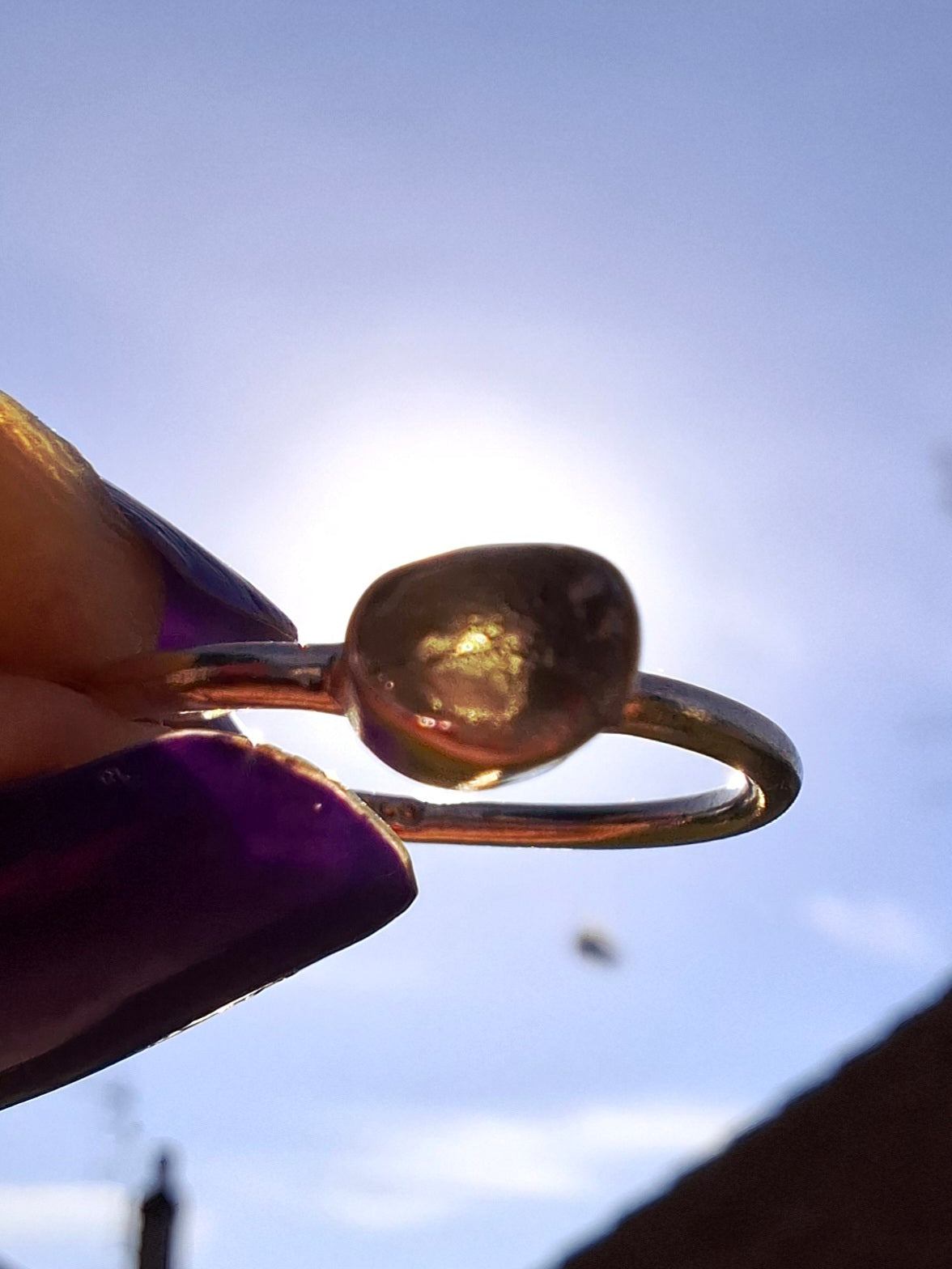 Moldavite Ring, size large M/small N, 925 Silver, Tektite (Ref: R40)