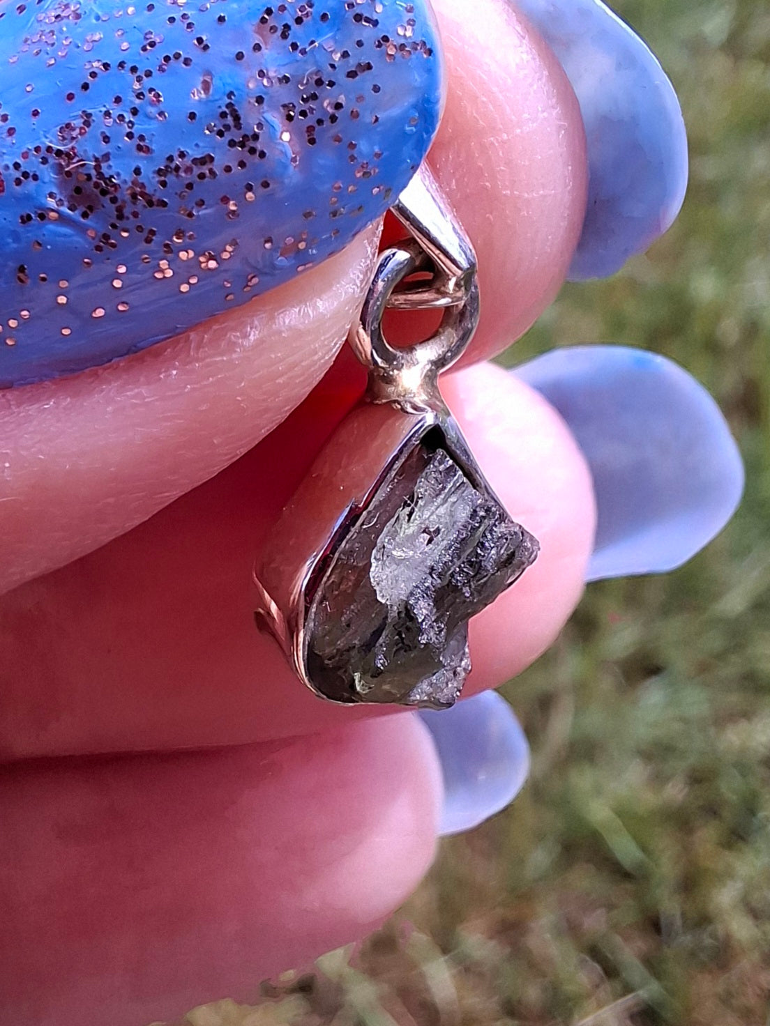Moldavite Pendant, 925 Silver, Tektite (Ref: P92)