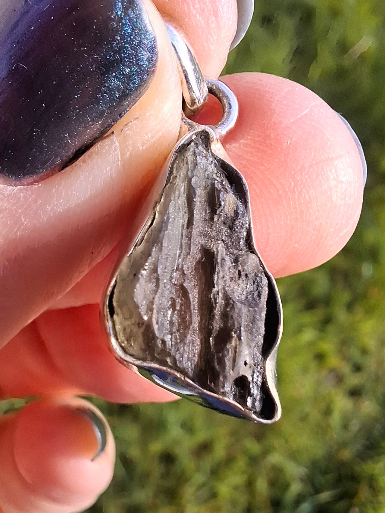 Moldavite Pendant, 925 Silver, Tektite (Ref: P8)