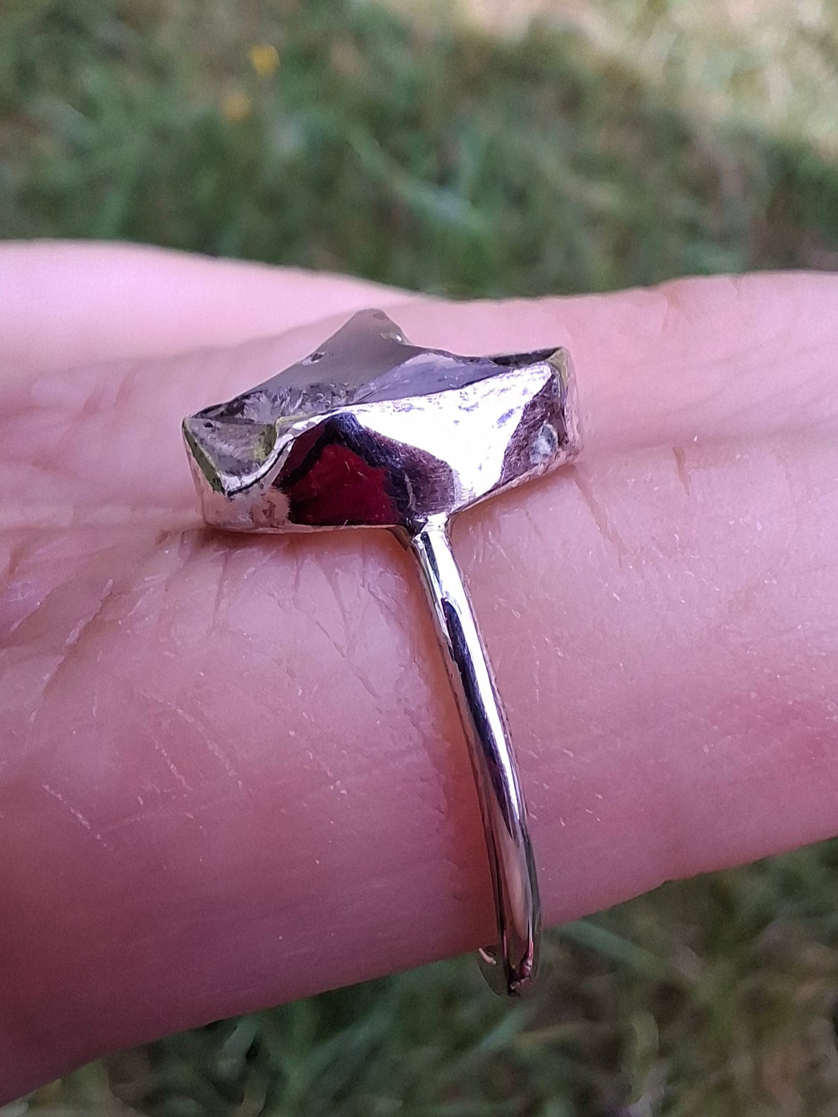 Libyan Desert Glass Ring, size J, 925 Silver, Tektite (Ref: LR6)