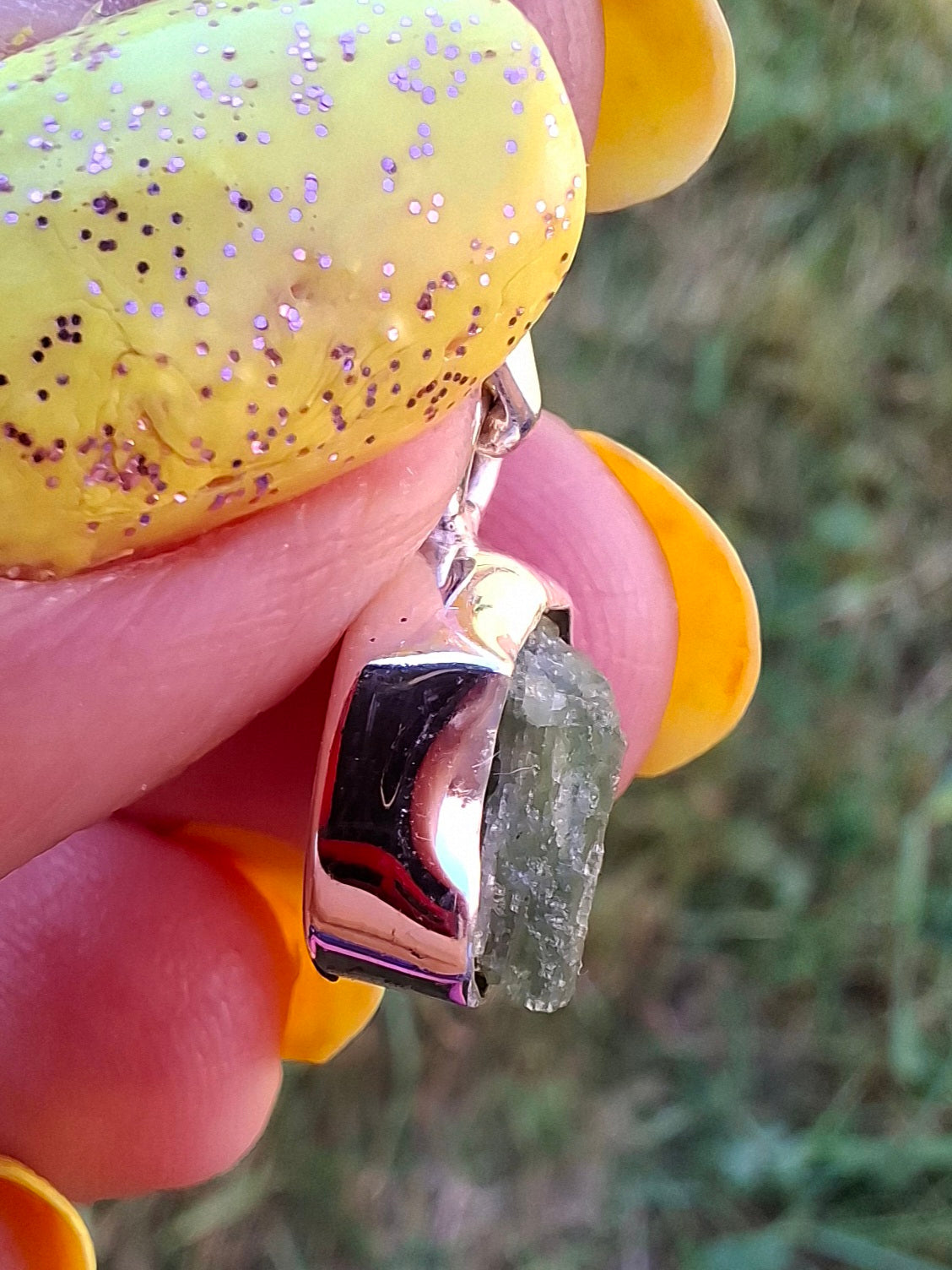 Green Tourmaline Pendant, 925 Silver, Crystal (Ref: GT11)