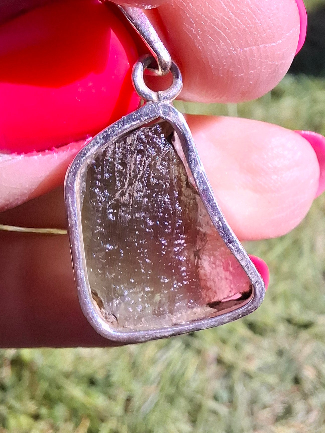 Moldavite Pendant, 925 Silver, Tektite (Ref: P432)
