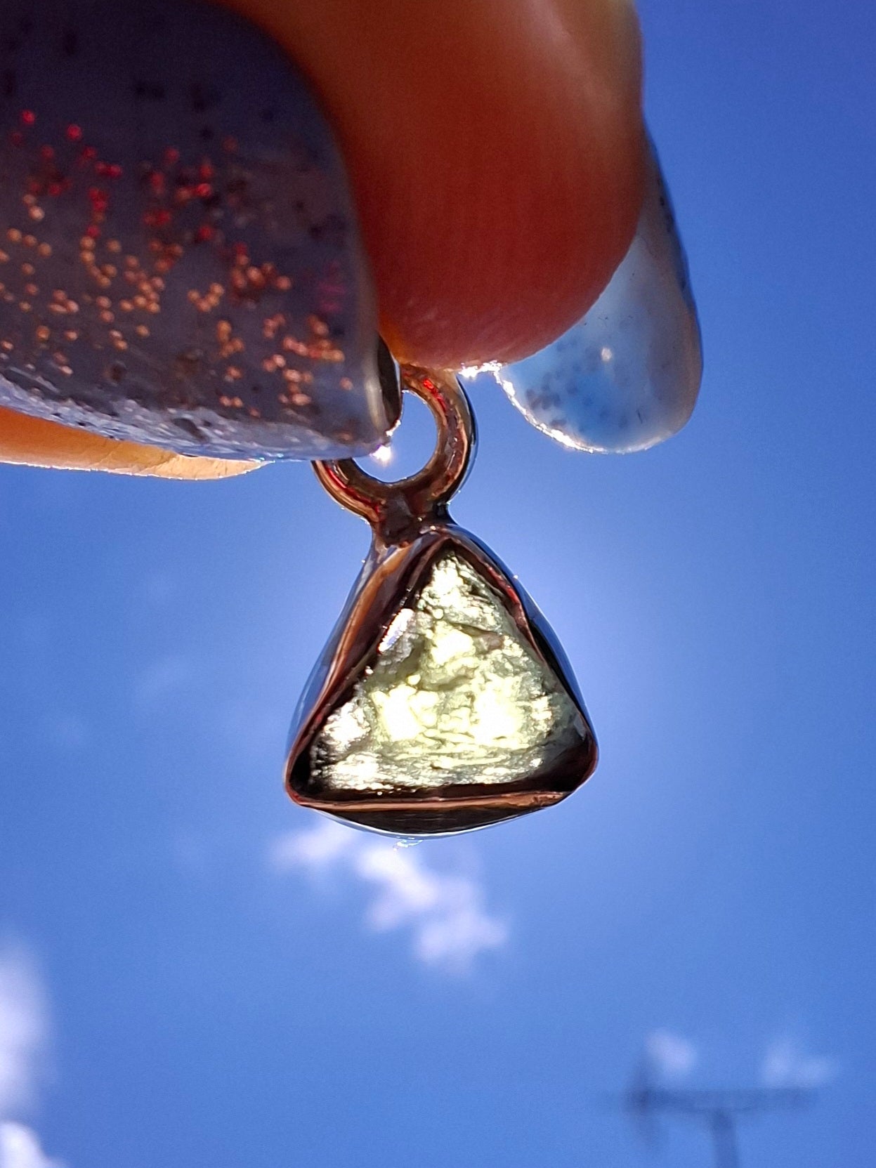 Moldavite Pendant, 925 Silver, Tektite (Ref: P83)