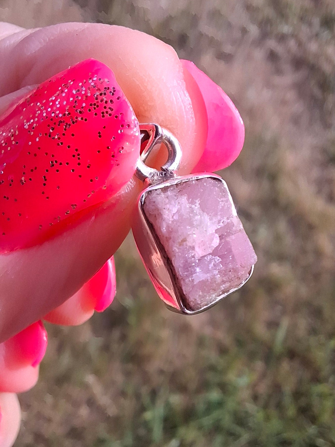 Pink Tourmaline Pendant, 925 Silver, Crystal (Ref: PT81)