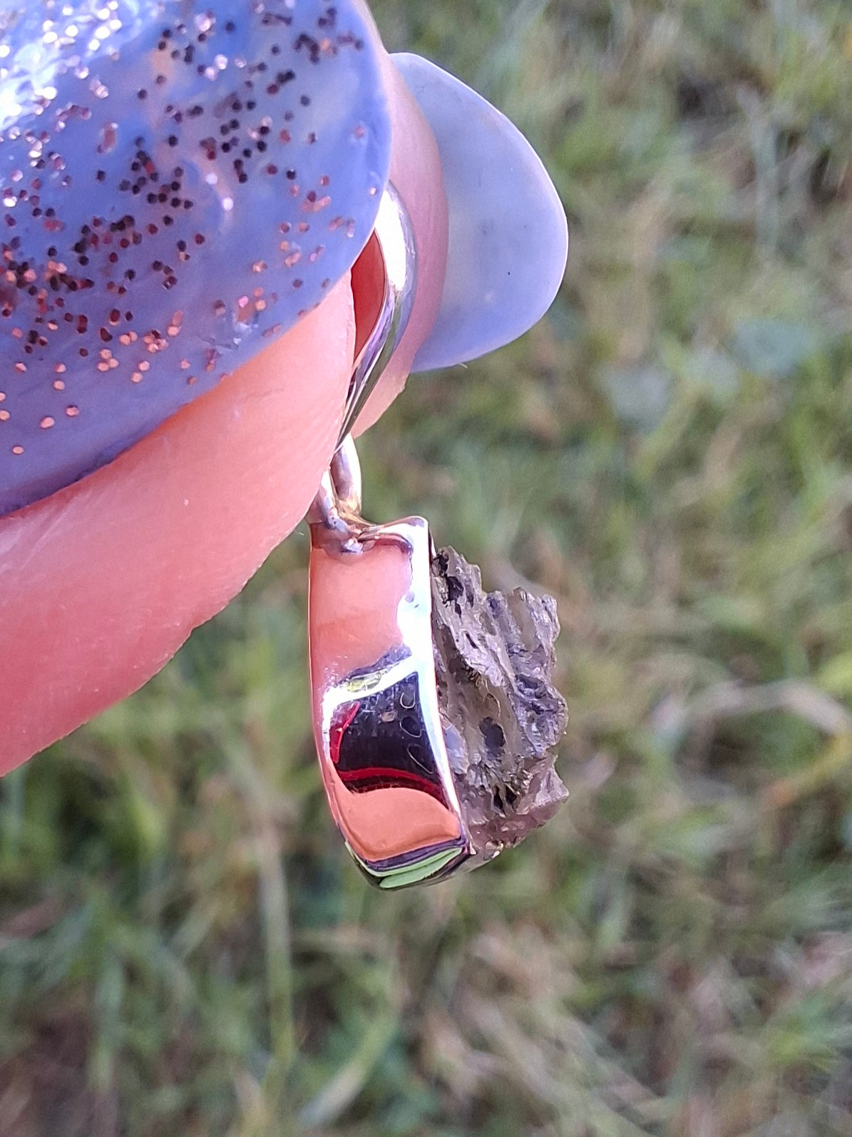 Moldavite Pendant, 925 Silver, Tektite (Ref: P92)