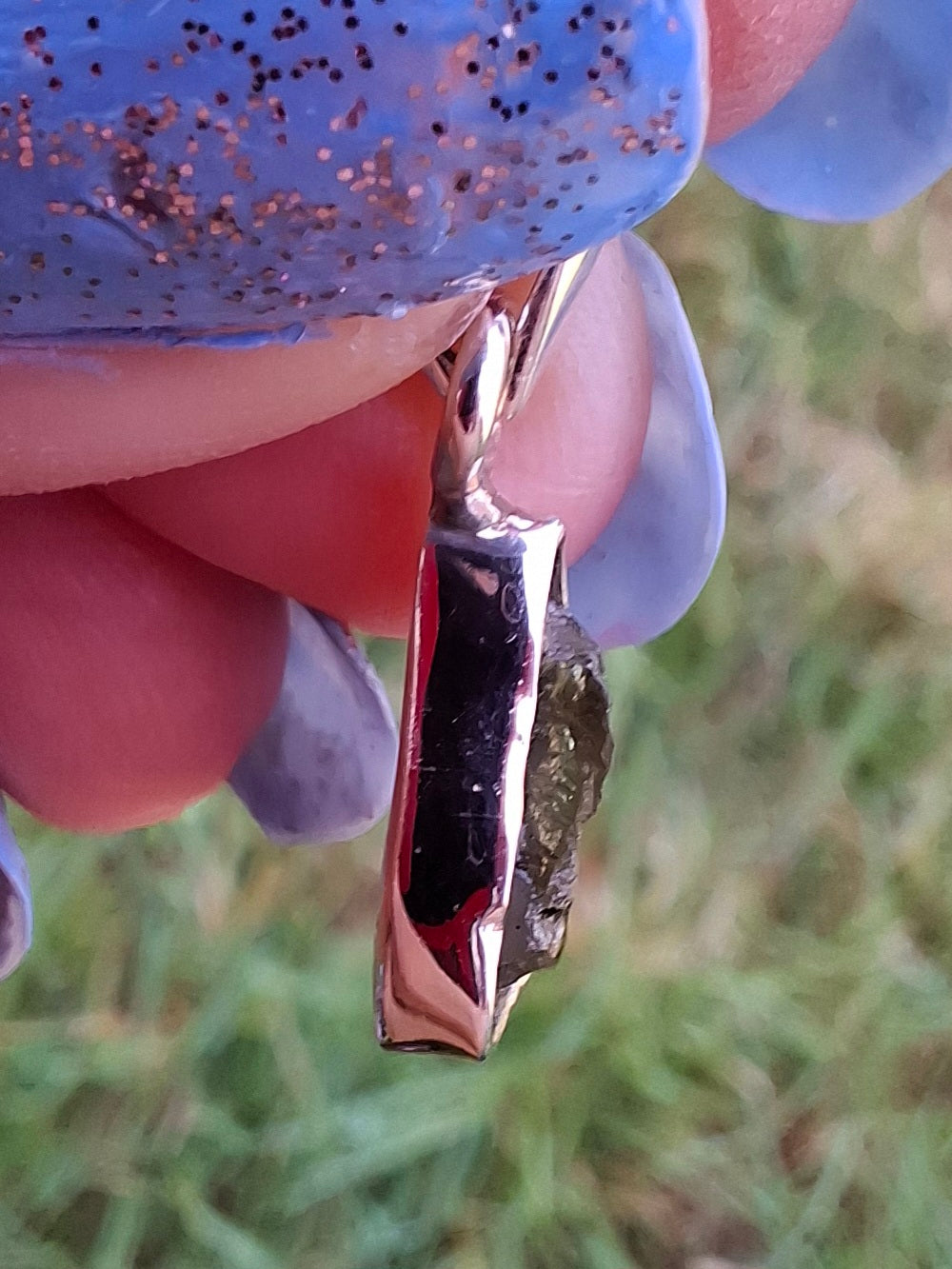 Moldavite Pendant, 925 Silver, Tektite (Ref: P46)