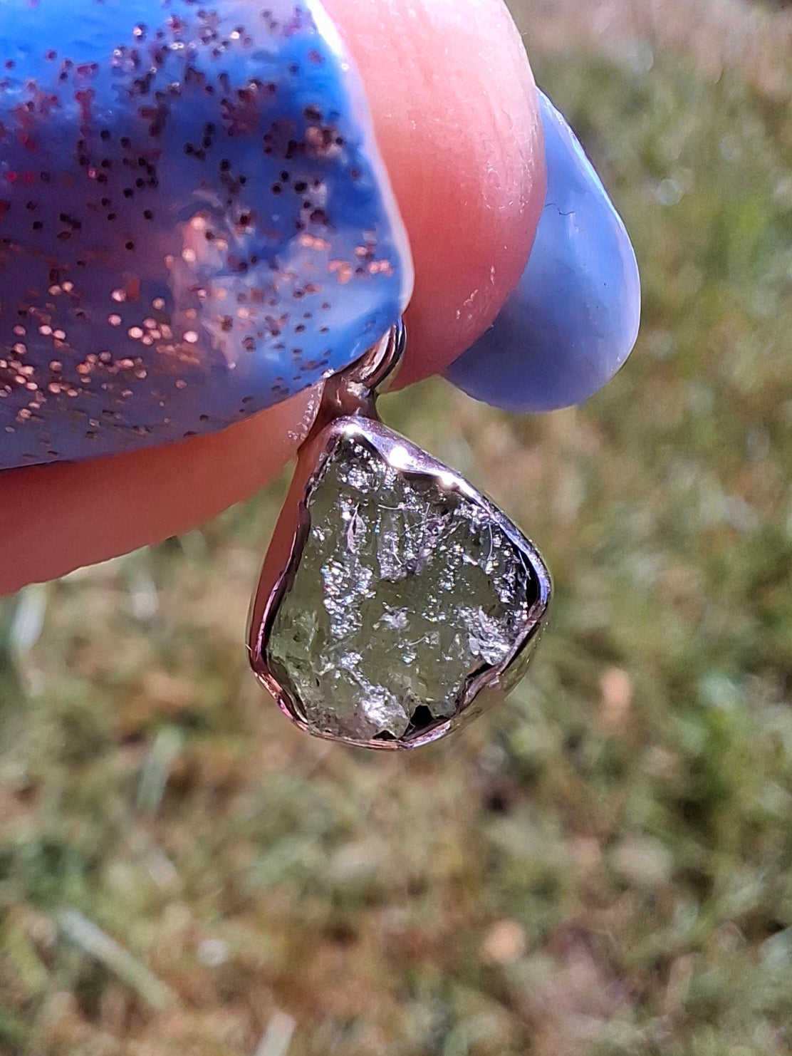 Moldavite Pendant, 925 Silver, Tektite (Ref: P81)