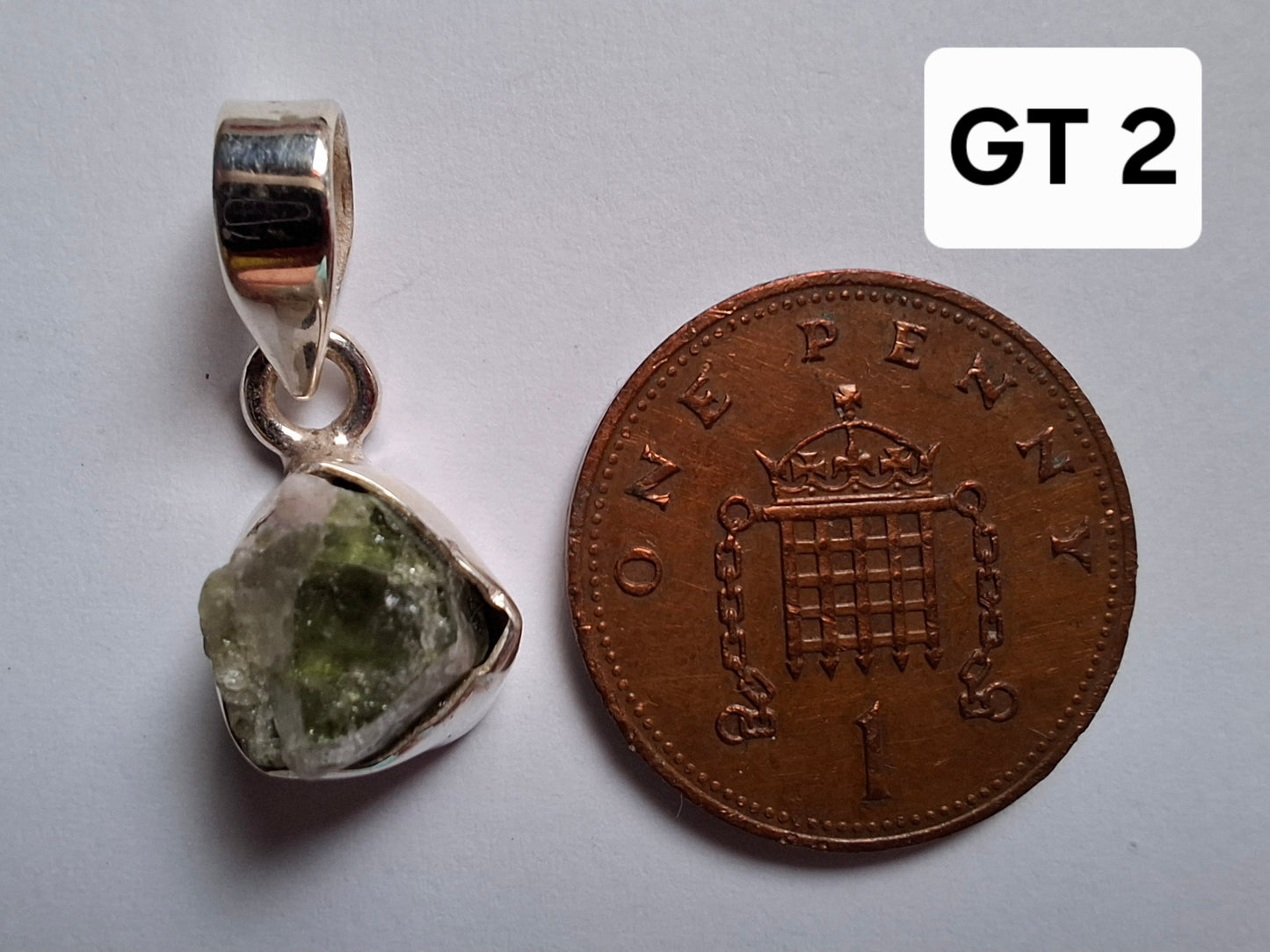 Green Tourmaline Pendant, 925 Silver, Crystal (Ref: GT2)