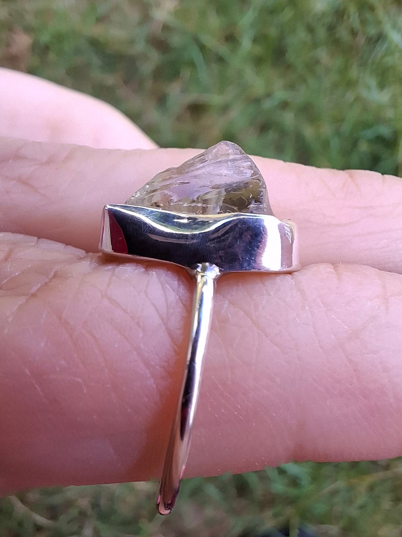 Libyan Desert Glass Ring, size large K, 925 Silver, Tektite (Ref: LR13)