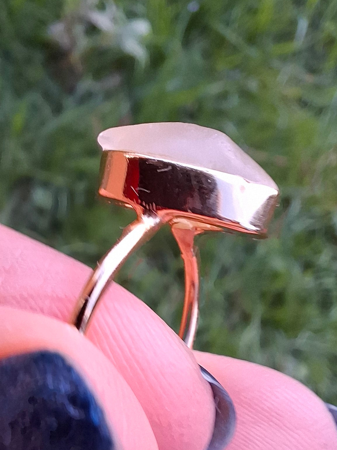 Libyan Desert Glass Ring, 14K GOLD Plated, size small O, Tektite (Ref: LR74)