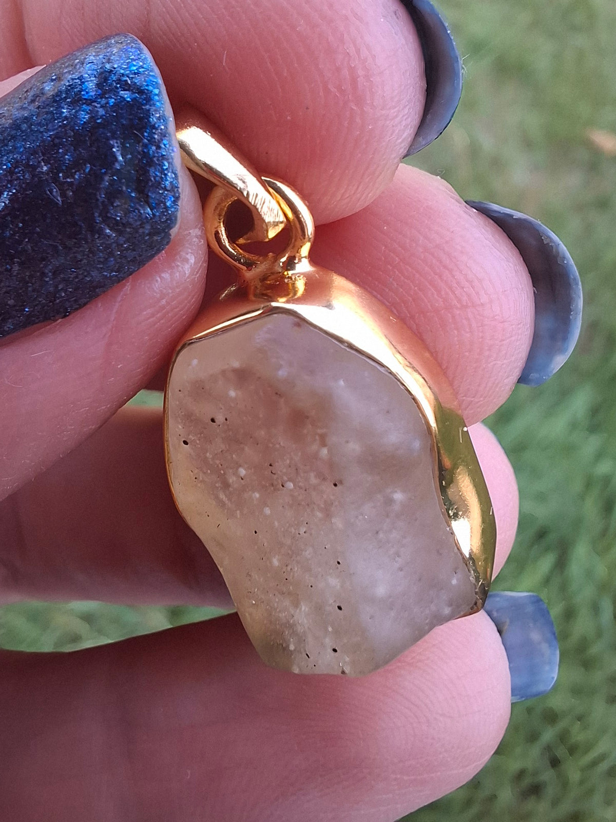 Libyan Desert Glass Pendant, 14K GOLD Plated, Tektite (Ref: LP123)