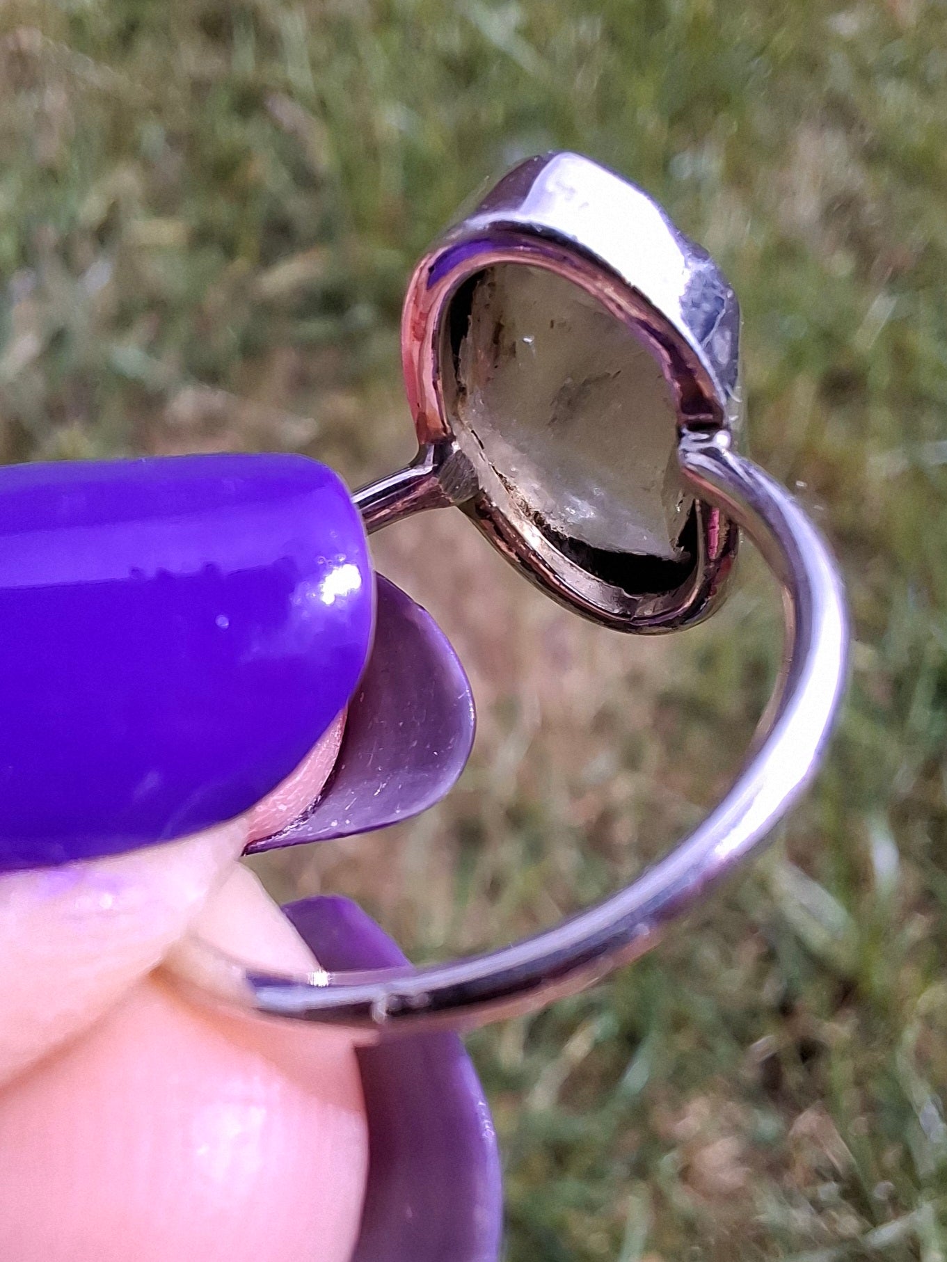 Libyan Desert Glass Ring, size K, 925 Silver, Tektite 🌈 (Ref: LR12)