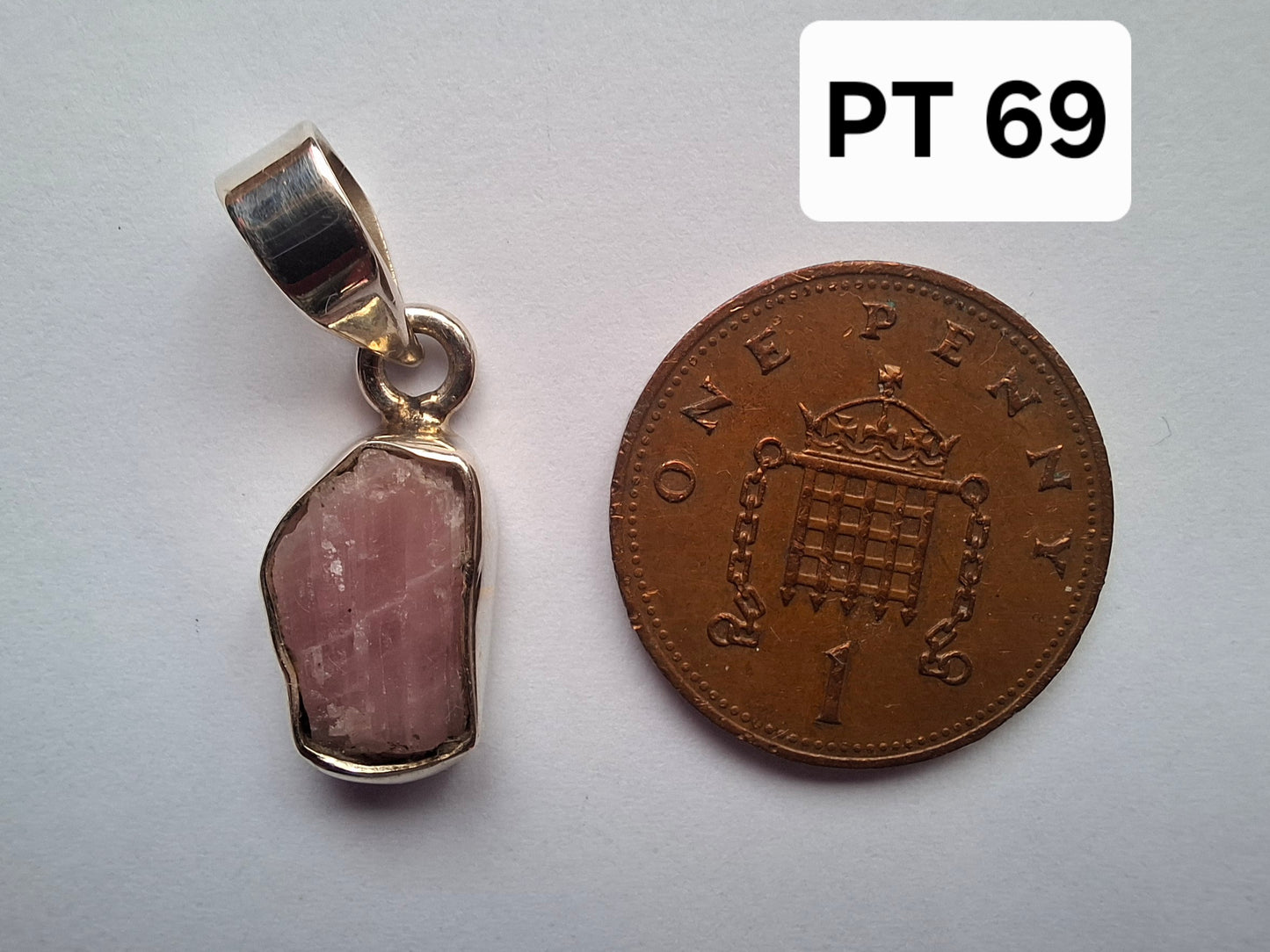 Pink Tourmaline Pendant, 925 Silver, Crystal (Ref: PT69)